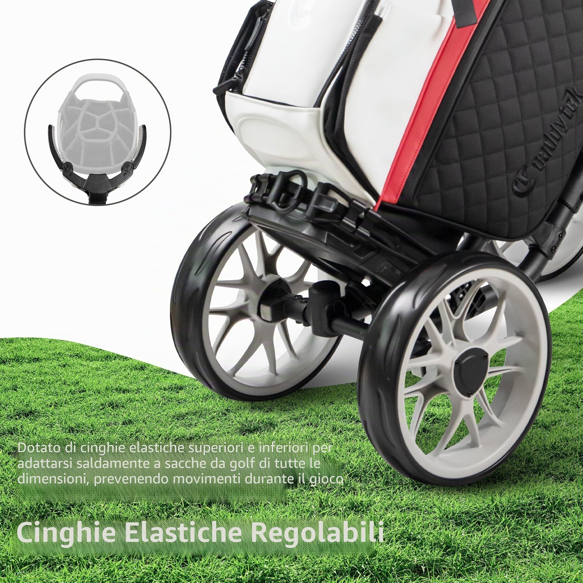 Caddytek 4 Wheel Golf Push Cart - Caddycruiser One Version 8 1-Click Folding Trolley - Lightweight, Compact Pull Caddy Cart, Easy to Open