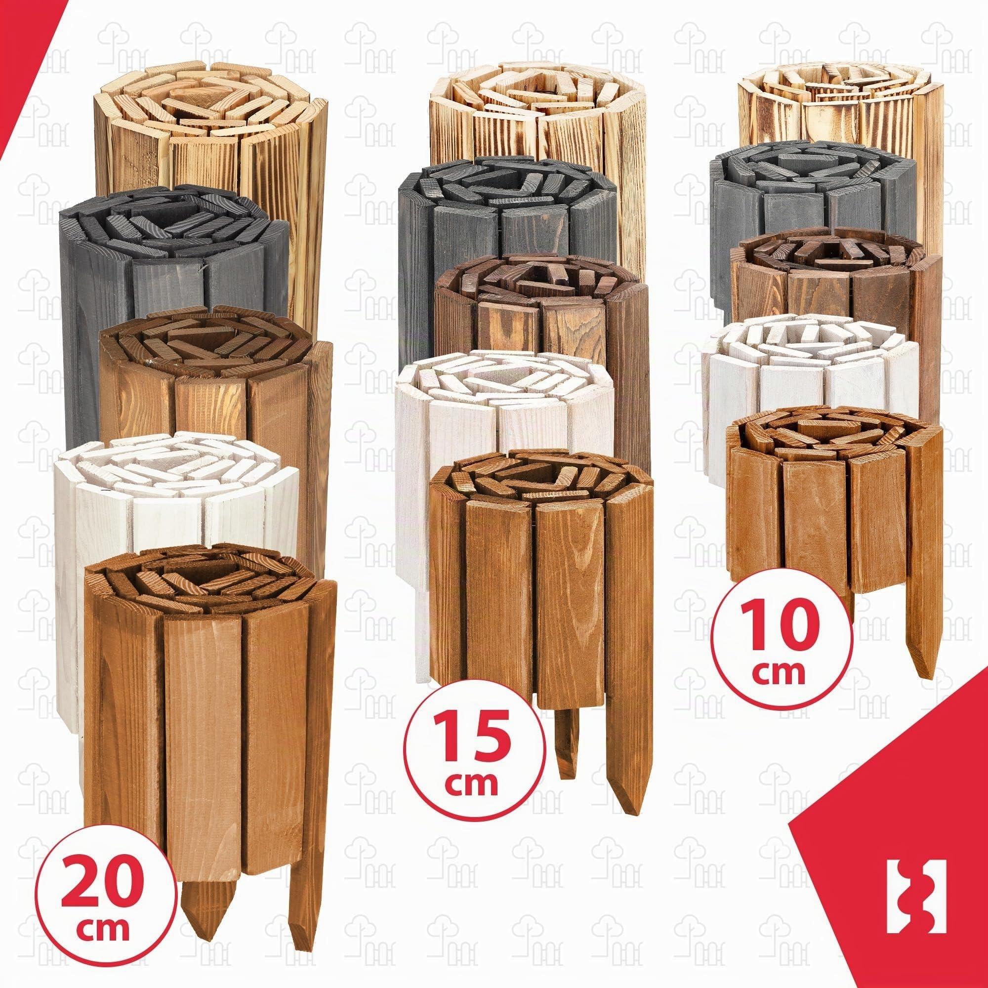 KOTARBAU® Bordure Jardin Exterieur Bois - 110 x 20 cm - Cloture Bois Jardin - Antracite- Palissade Flexible - Décoration