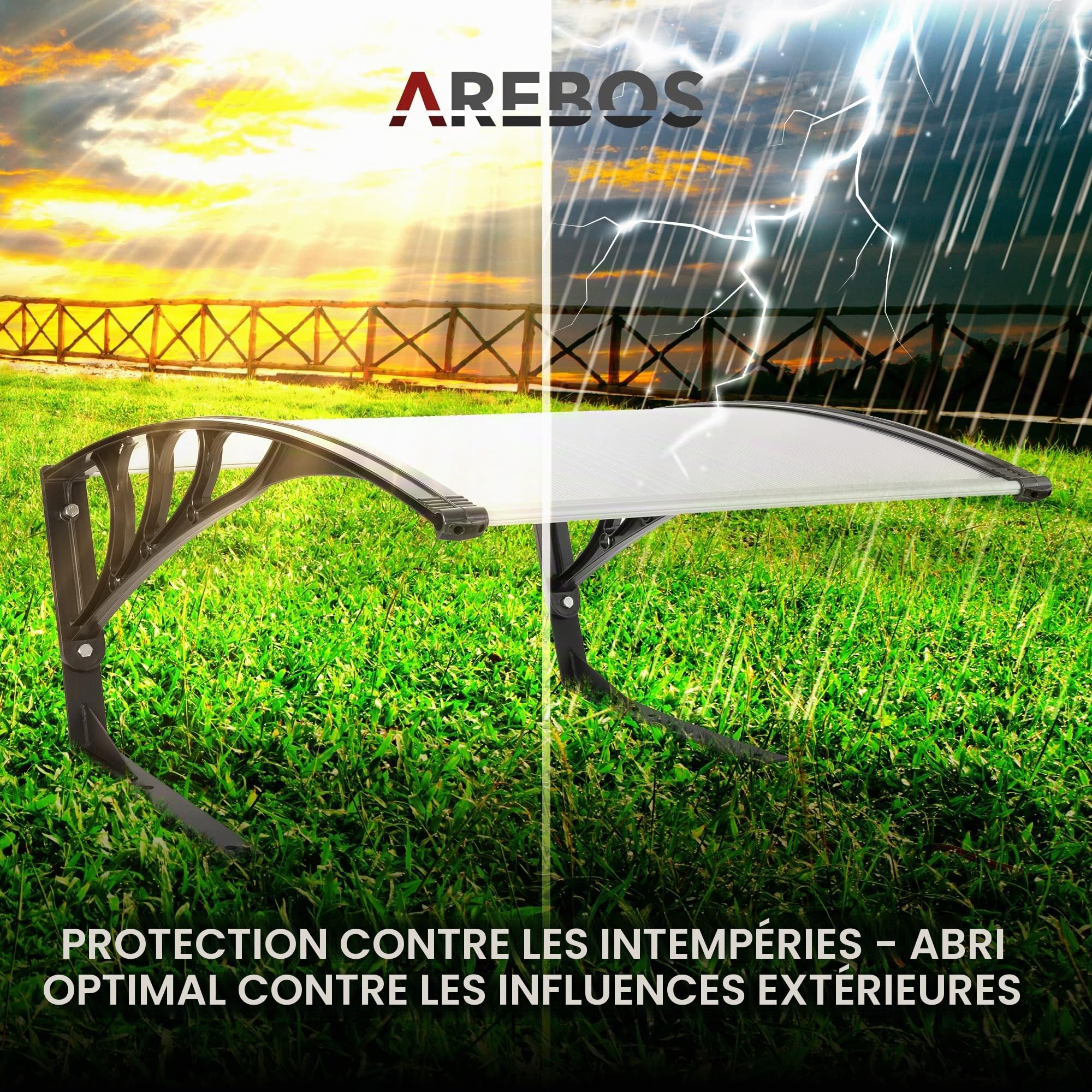 Arebos Garage de Tondeuse Robot | Abri pour Robot | Taille 102 x 79 x 46 cm | Résistant aux intempéries + Protection UV | avec Pieds en métal | matériel de Montage Inclus