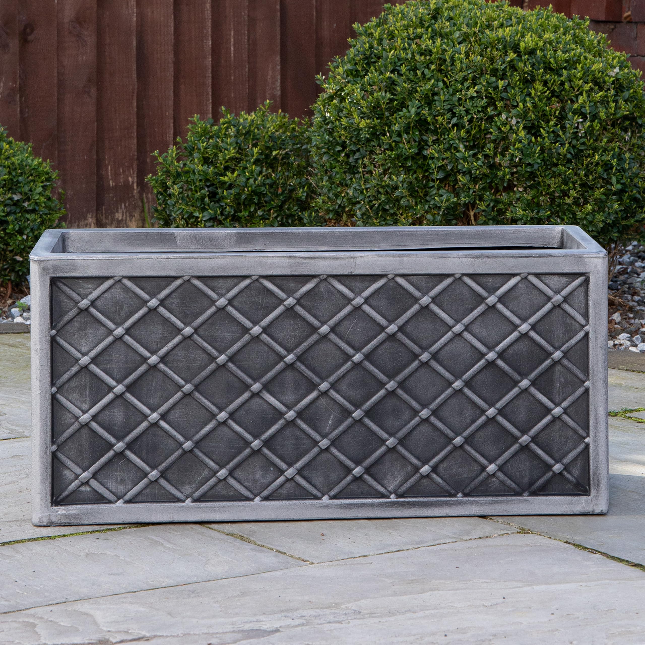 Samuel ALEXANDER 70cm Lazio Grey Plastic Pewter Effect Garden Patio Plant Pot Planter