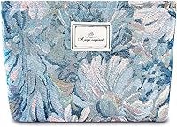 Vista 20 de STARDW Bolsas de cosméticos de flores para mujeres y niñas, bolsa de maquillaje de viaje, bolsa de maquillaje de lona de gran capacidad, bolsa