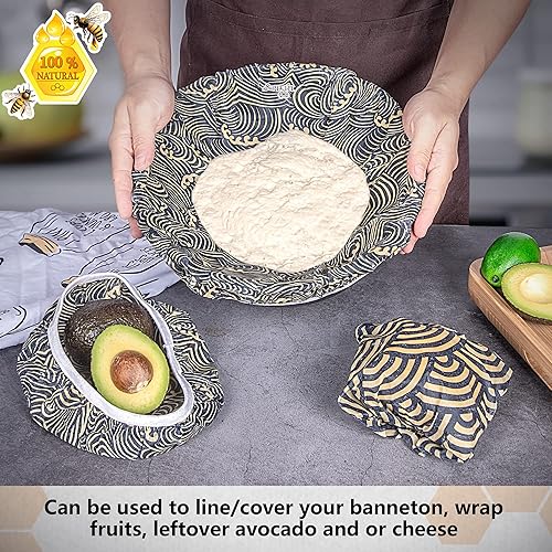 Miniatura 9 de Lil Things Envolturas de cera de abejas para tazones  Juego de envolturas reutilizables de 5 unidades  Algodón orgánico, cera de abejas y jojoba