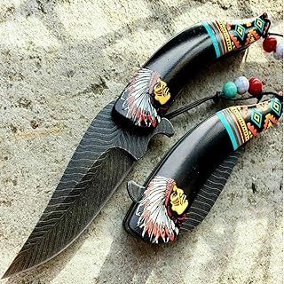 S.S. Folding Knives 8inch Native American Indian Style Open Folding Pocket Knife Outdoor Survival Hunting Knife for Camping by Survival Steel