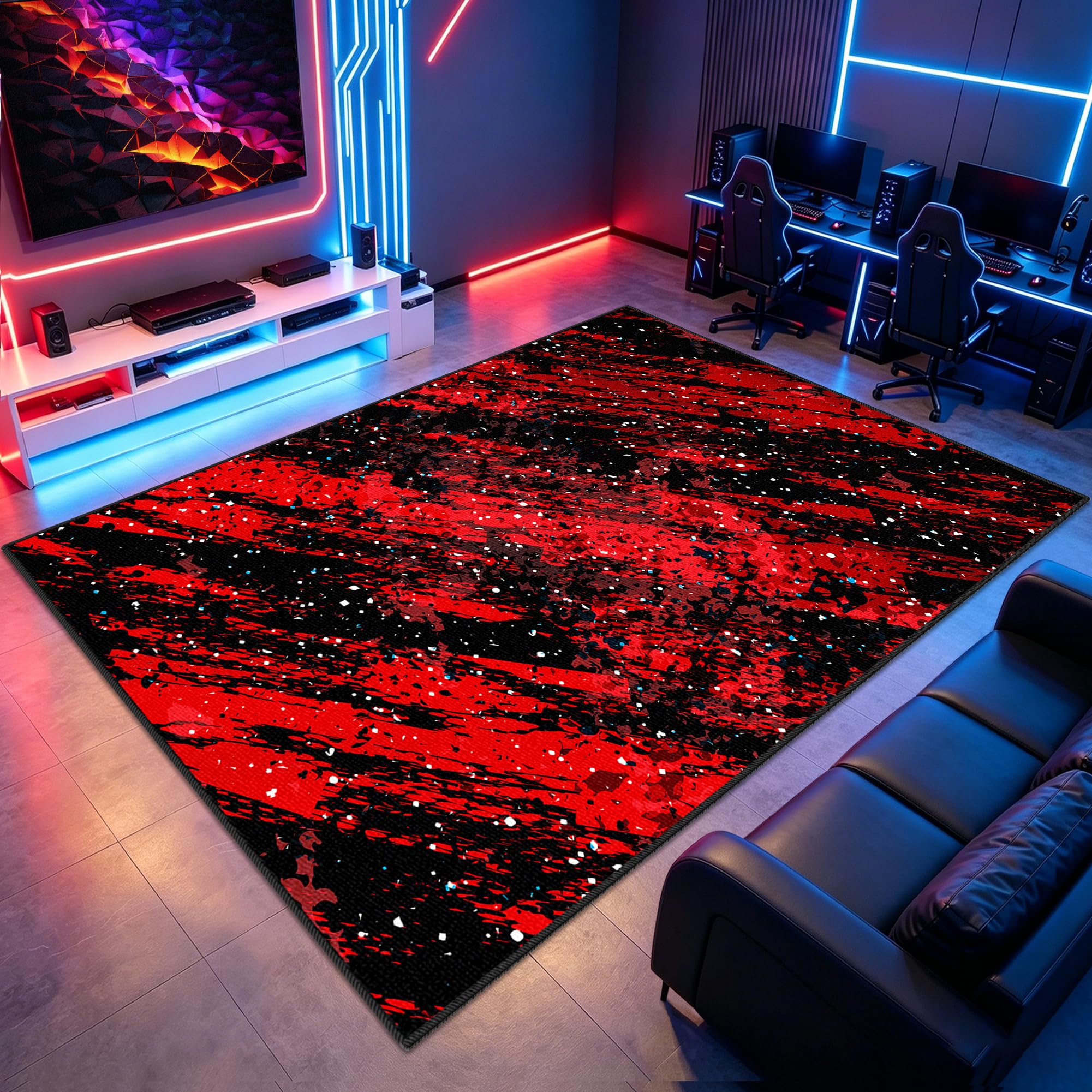 Mata do zabawy do pokoju chłopięcego mata do zabawy 130 x 150 cm mata podłogowa do gier, mata podłogowa e-sportowa mata na krzesło do gier salon mata ochronna na podłogę do gier 3D do jadalni