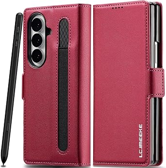 Leather Case for Samsung Galaxy Z Fold 8 Ultra [with S Pen Holder] Wallet Cover, RFID Blocking Card Slot, Kickstand, Magnetic Protective Phone Case for Galaxy Z Fold 8 Ultra 5G Cases Leather,Red
