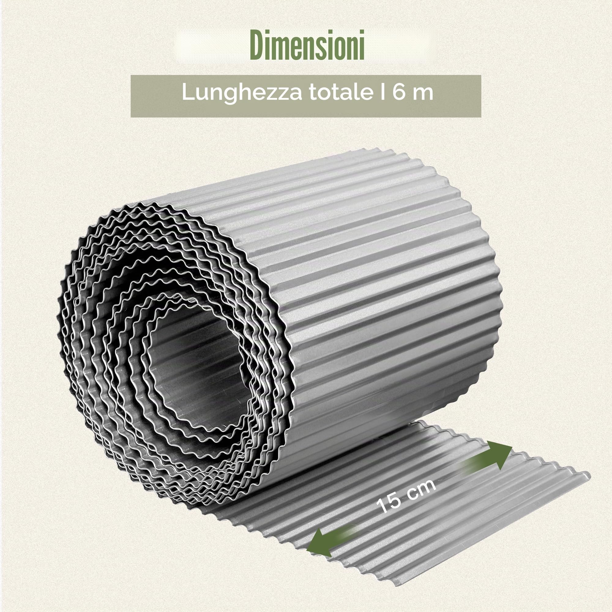 Bordo per Giardino 6M Bordatura in Metallo per Prato e Giardino Altezza 15cm Acciaio Corten Bordo Aiuola Spessore 0,3 mm Ondulati Flessibile Bordo per Giardino Prato Aiuola