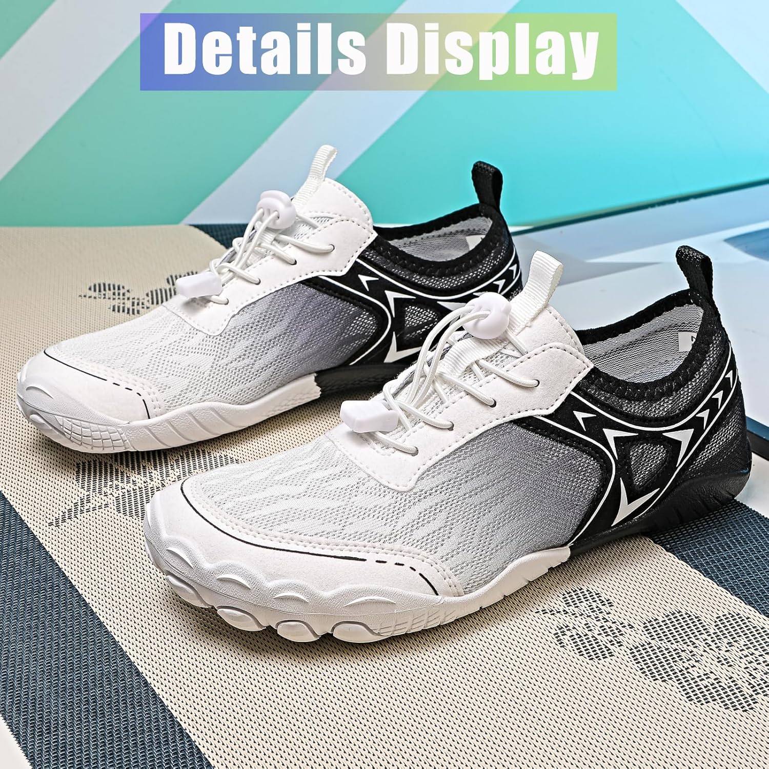 Water Shoes Women Men Hike Barefoot Footwear Non-Slip Unisex Wide Toe Box Athletic Outdoor Running Shoes for Yoga Beach Aqua Swim Surf Hiking(White Black) - Image 6