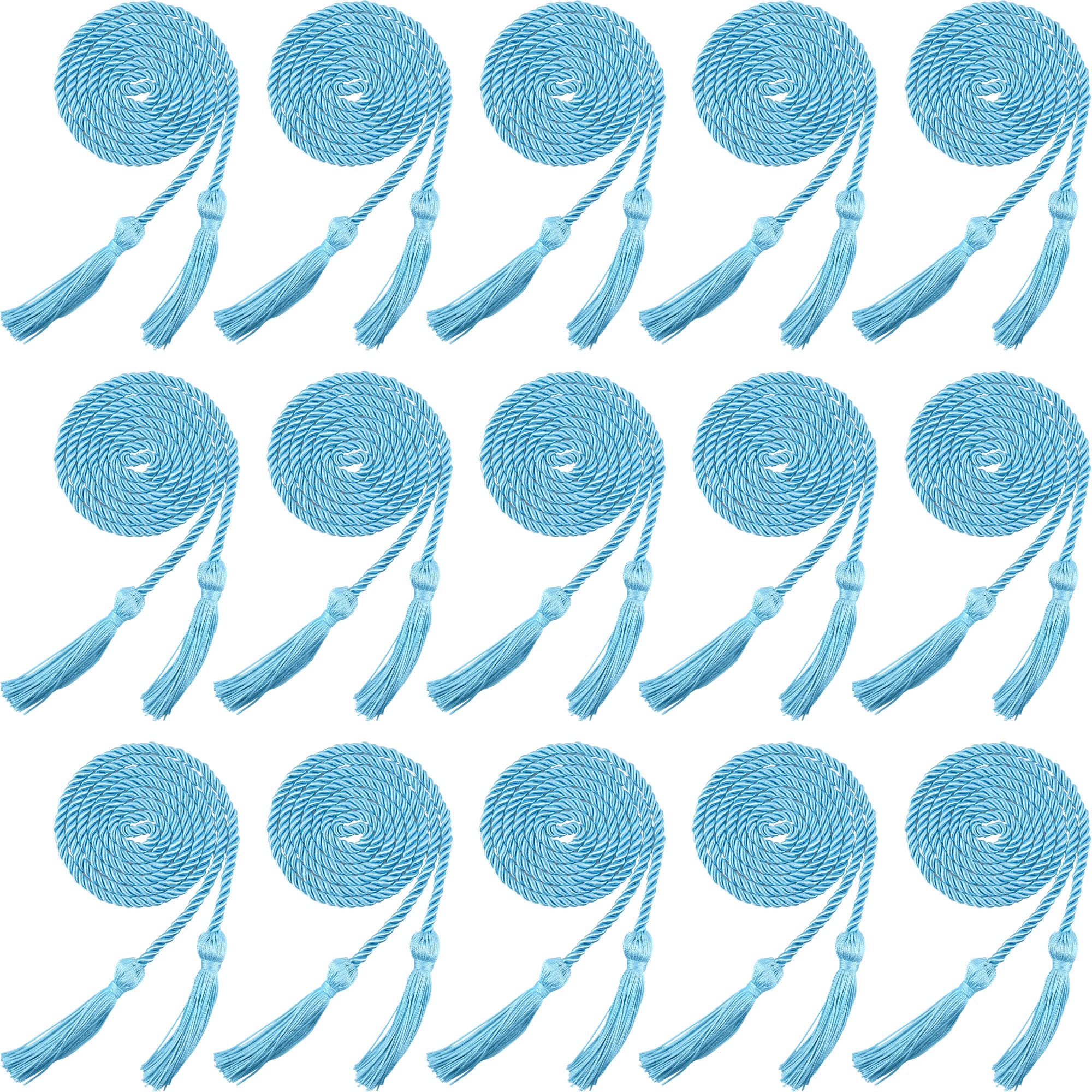 Cordones de honor para graduación académica en tejido trenzado azul celeste pack de 15