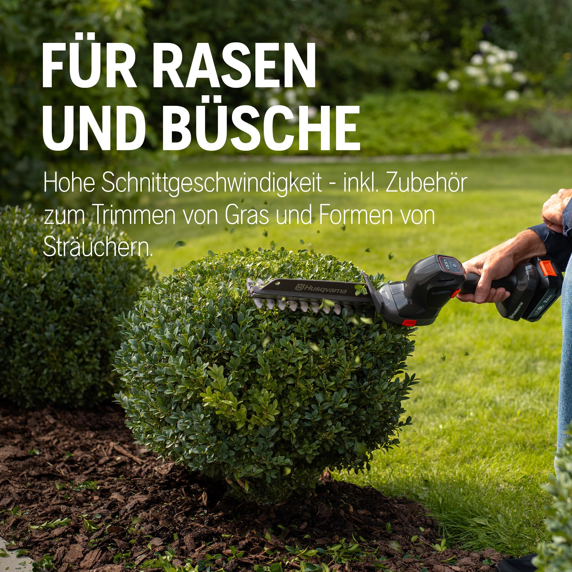 Husqvarna Aspire Akku Gras- und Strauchschere S20-P4A mit Verlängerung, Strauch- und Grasscherenmesser, 18V (inkl. Verlängerung - ohne Akku & Ladegerät)