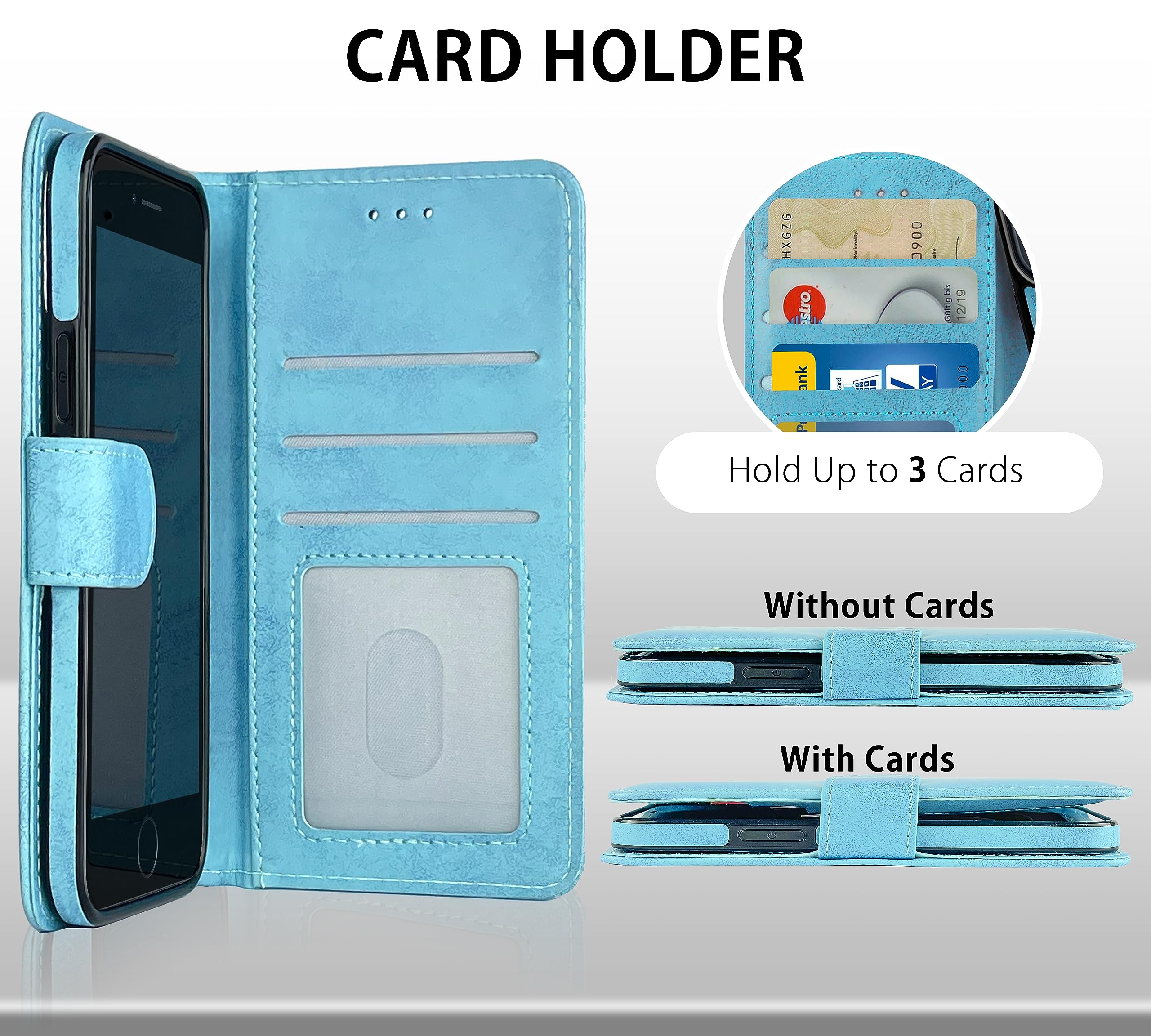 MyGadget Flip Case Für IPhone SE/7/8 – Kunstleder-Hülle Mit Magnet & Kartenfach – Abnehmbares Cover
