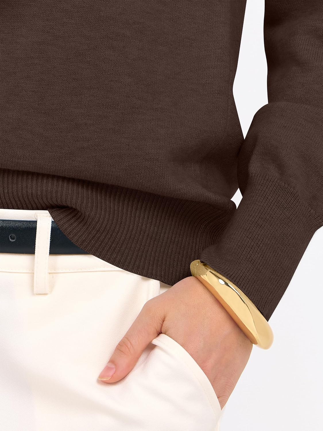 ANRABESS Womens Long Sleeve V Neck Sweaters 2025 Fall Casual Classic Soft Loose Fit Basic Pullover Jumper Top - Image 6