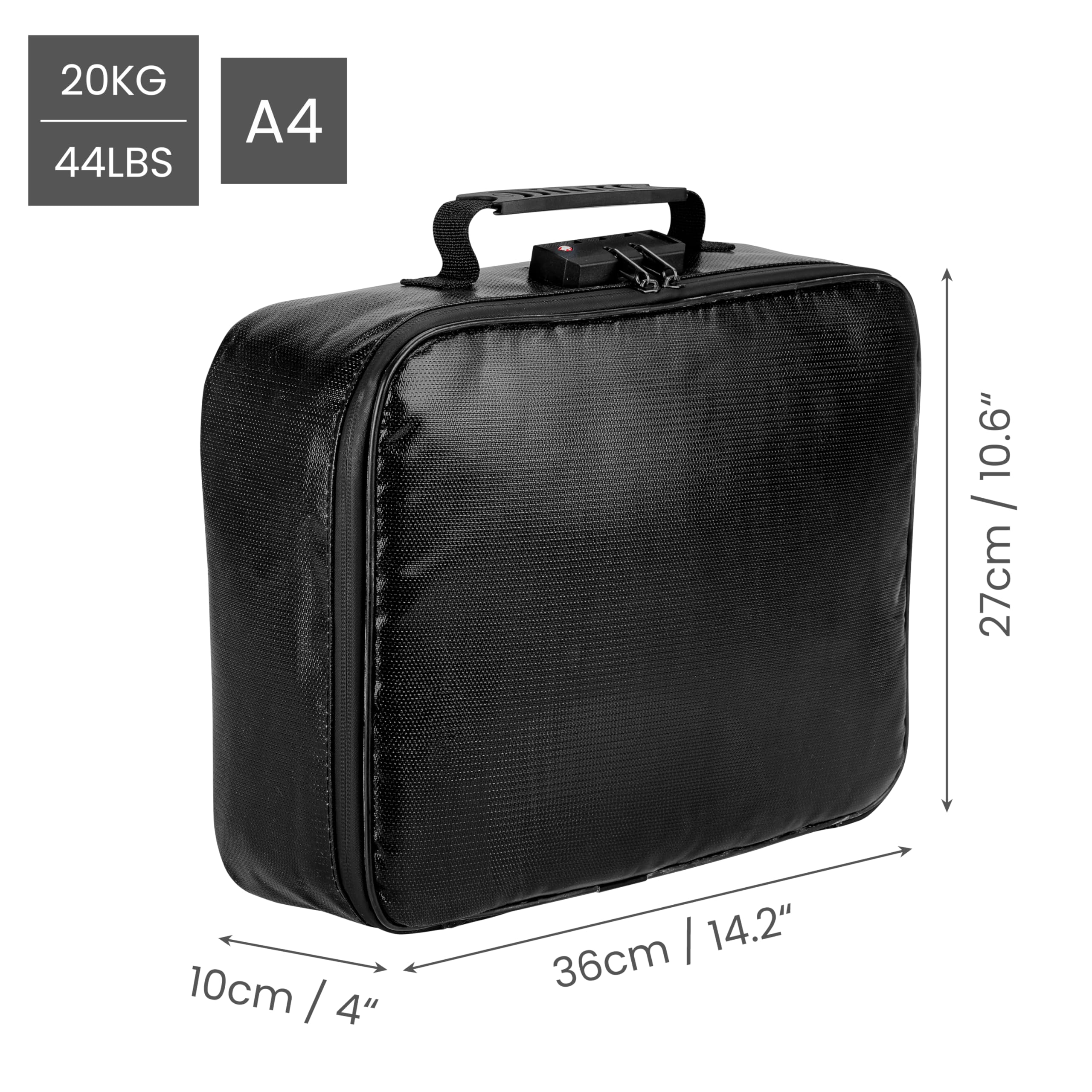Belle Vous Borsa Porta Documenti - Busta Impermeabile Ignifuga - Portadocumenti A4 - per Libretto Auto e Moto - per Soldi Assicurazione Passaporto - con Antifurto a Combinazione