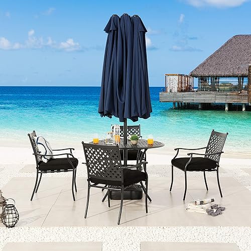 Miniatura 7 de LOKATSE HOME Sombrilla de doble cara para patio al aire libre, 15 pies, de aluminio, toldo doble con manivela, 2 azul medio