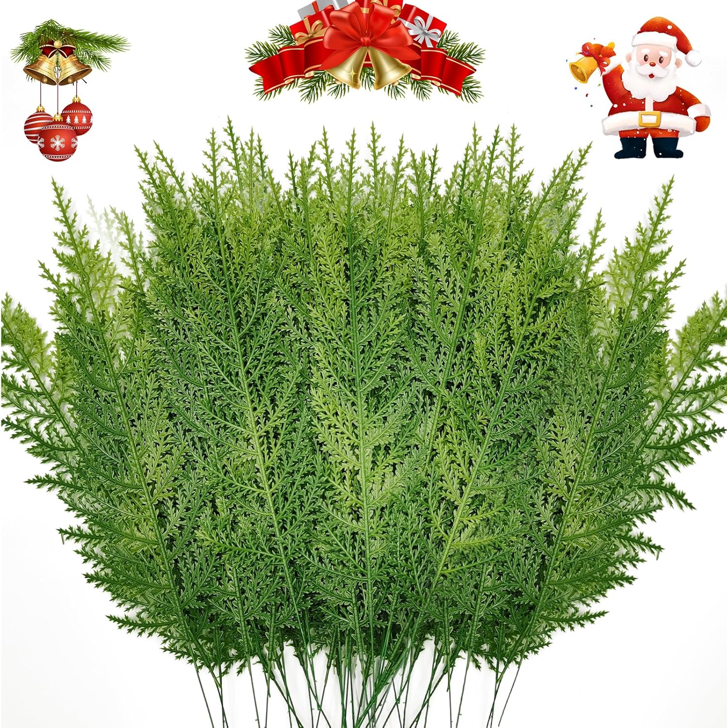 25PCS Artificial Pine Branches13.7inch Faux Cedar Stems