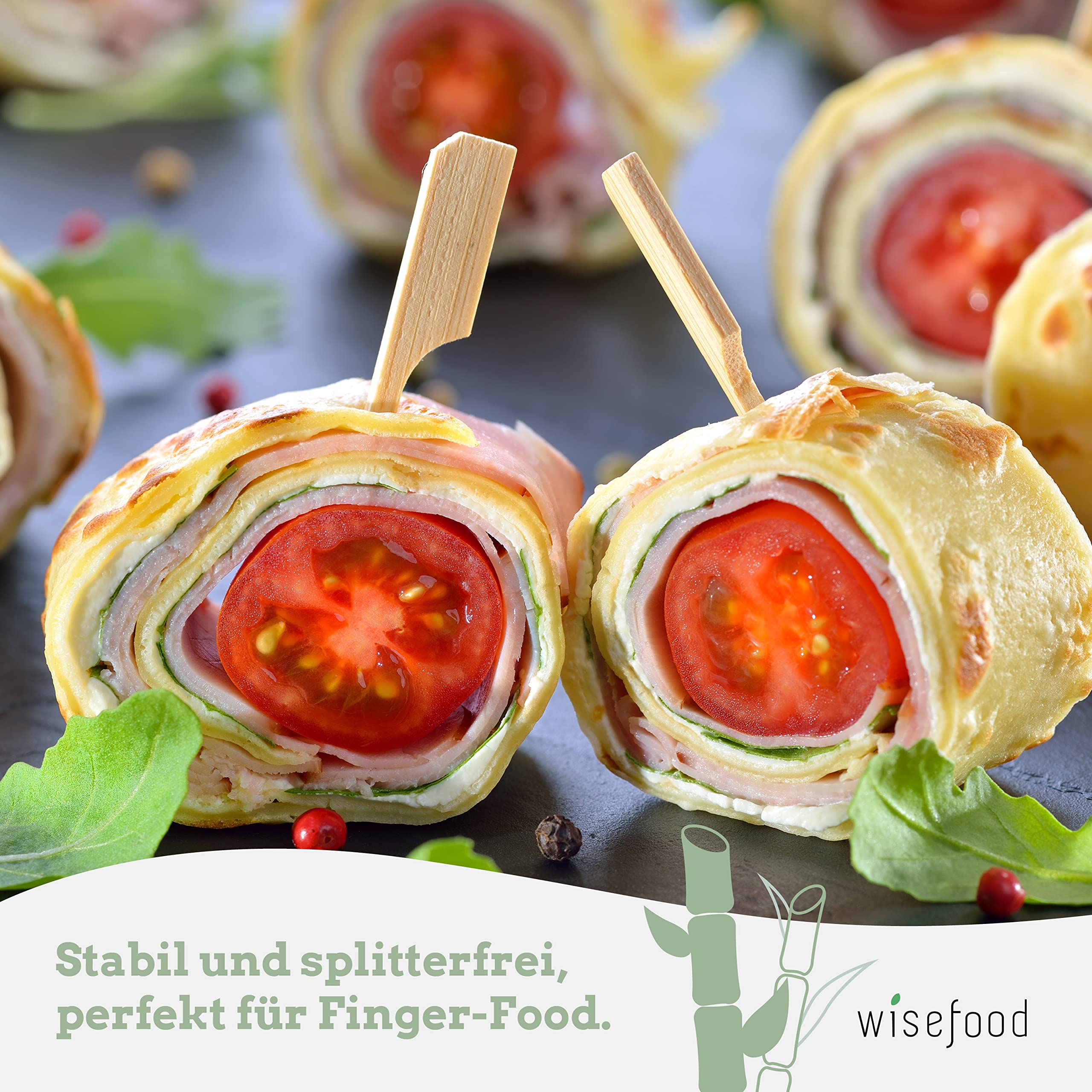wisefood rożen na przekąski, 12 cm, 250 sztuk drewnianych szaszłyków do koktajli, szpikulce do grilla, jednorazowe sztućce, biodegradowalne, naturalne, stabilne, przyjazne dla środowiska