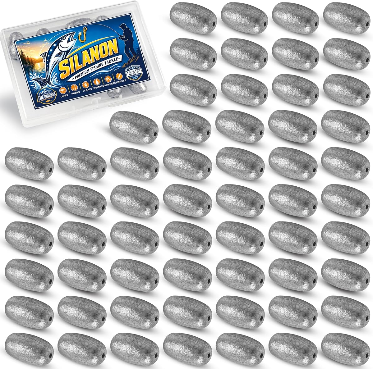 Huevos Hundidores Pesca Pesas, Plomo Ovalado Pesca Hundidores Pesas Deslizamiento Deslizamiento Hundidores Drop Bass Casting Pesas de gusano para agua salada Agua dulce Gato Pesca de lubina