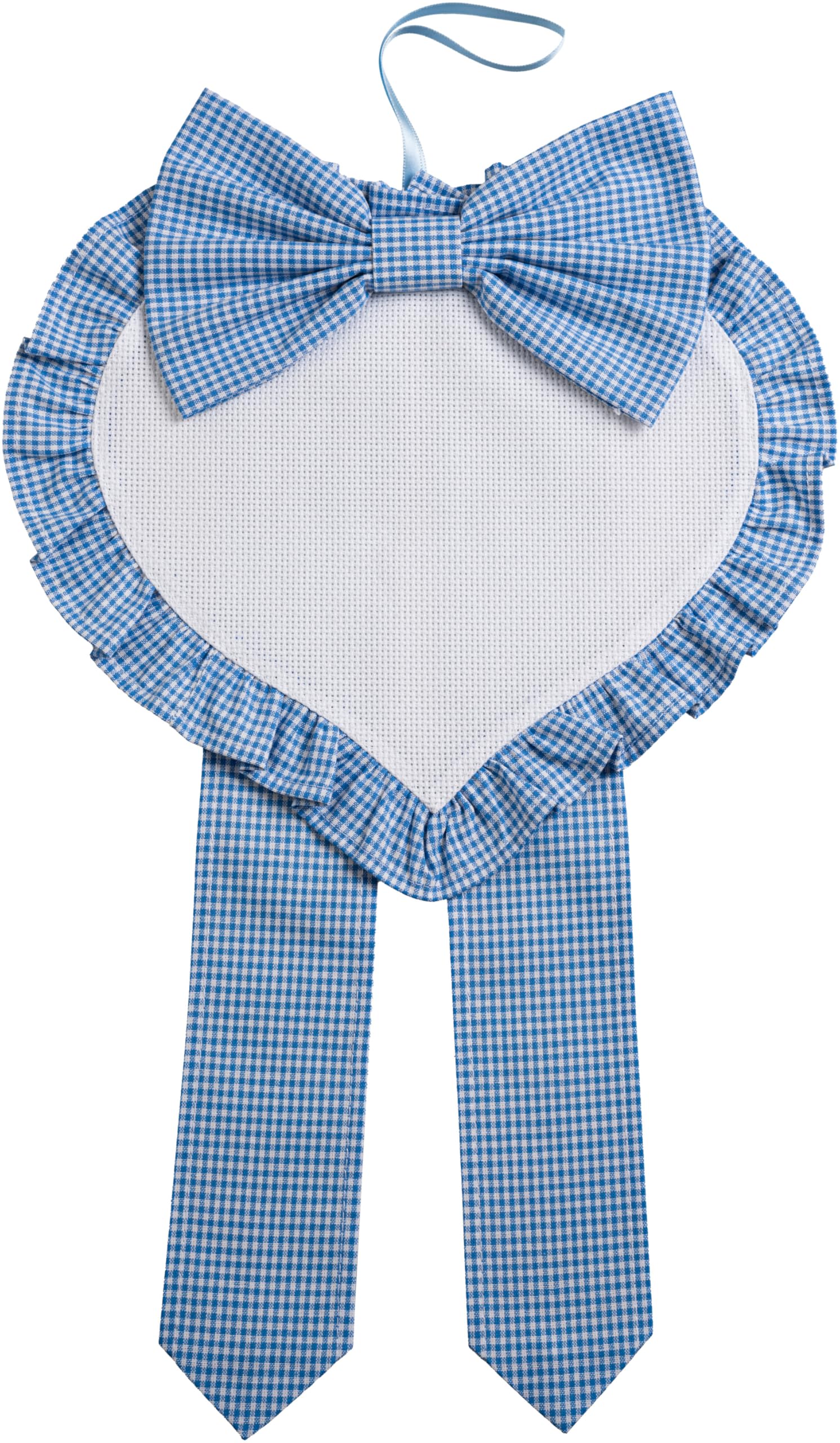 Filet - Newborn Birth Bow in Heart Shape in Embroidered Aida Fabric, Made in Italy, Made in Italy