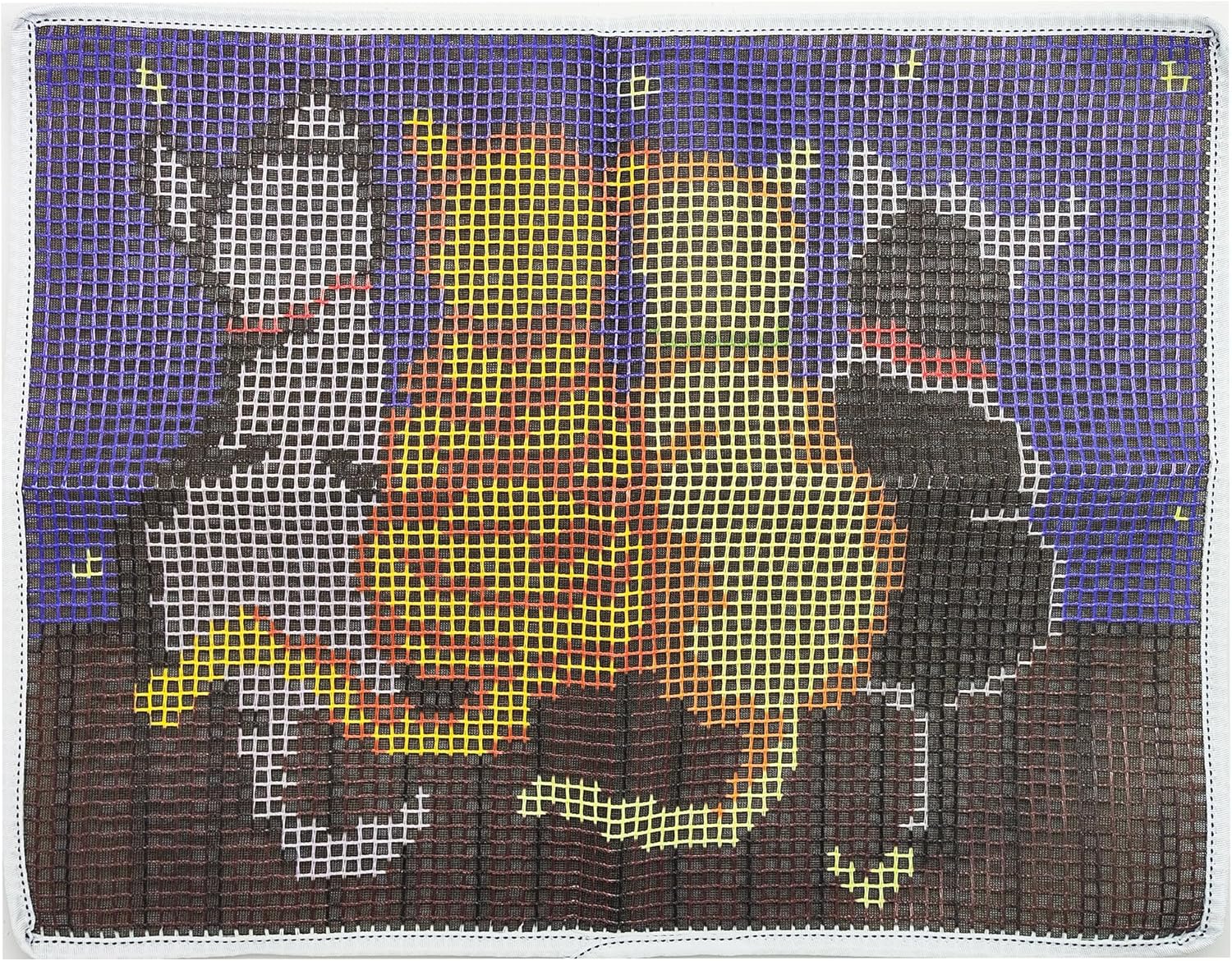 Howie's Latch Hook Kit, DIY Cats Rug Crochet Yarn Kits for Adults, Color Preprinted Pattern Embroidery Decoration (Cats-Night, 19.69 x 14.96 inch)