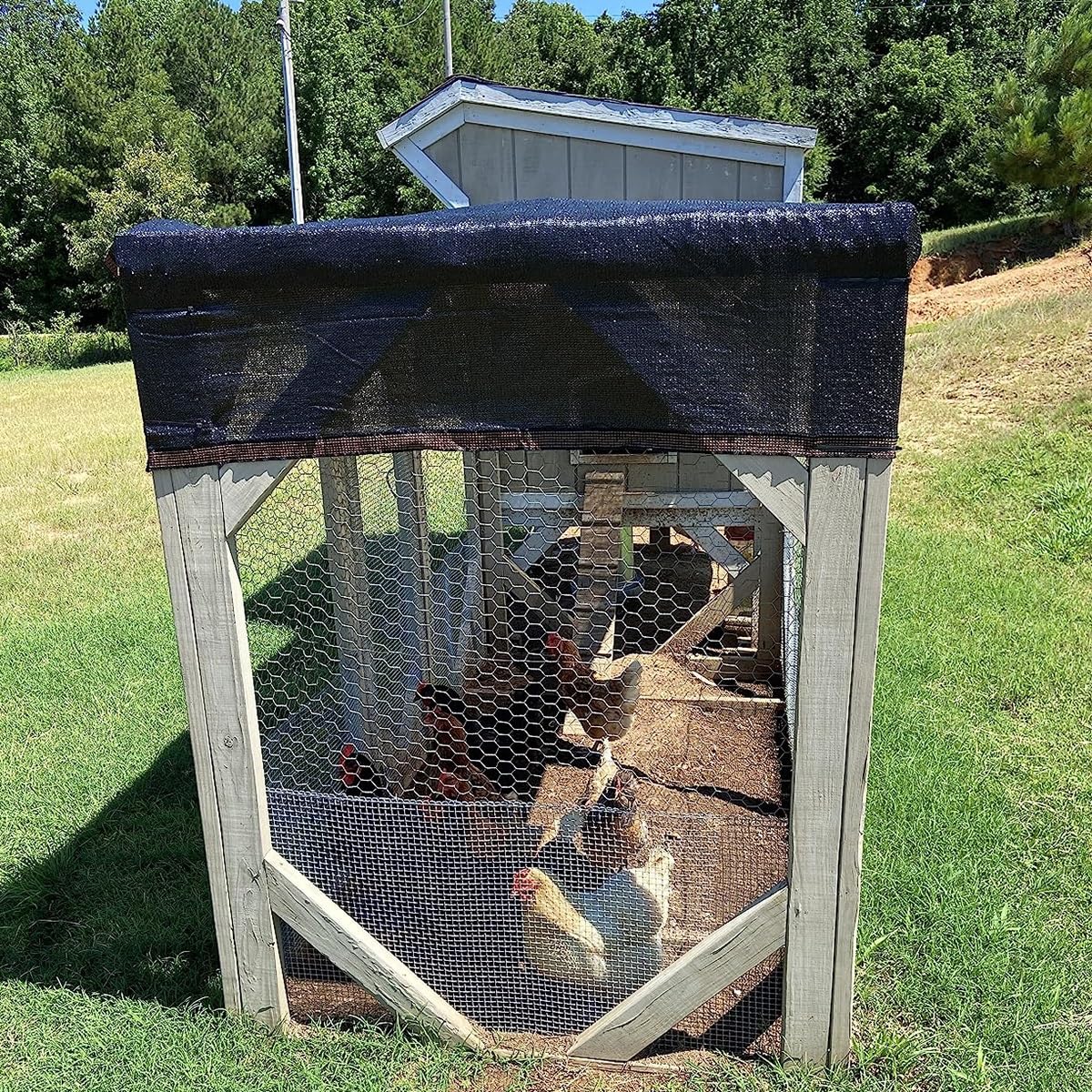 Tela negra para jardín, 80% malla con ojales, para invernaderos, patios, plantas y pollos (5 x 14 m)
