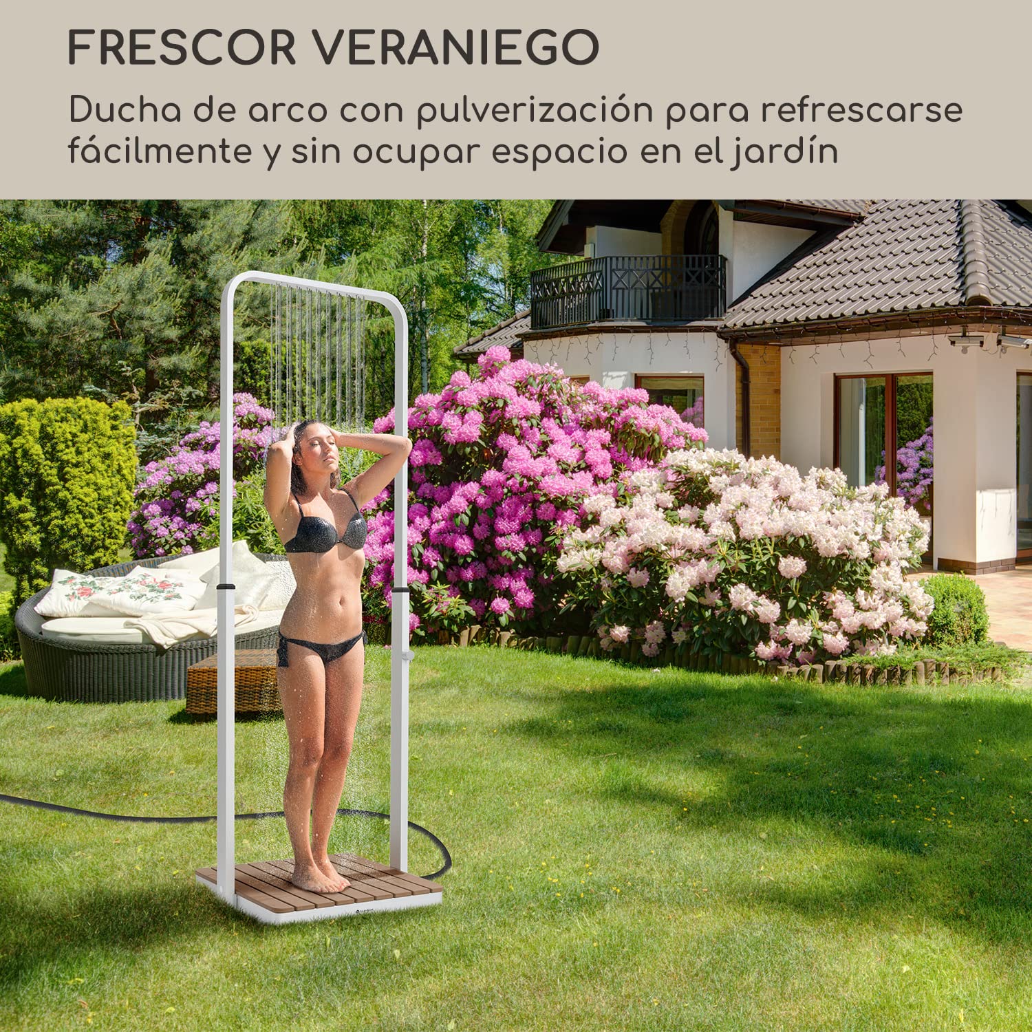 blumfeldt Kit de Ducha Portatil Exterior, Duchas para Camping y Jardín, Alcachofa Regulable, Kit de Ducha Exterior de Aluminio, Resistente Agua y Rayos UV para Piscina, SPA, Deporte y Jardinería