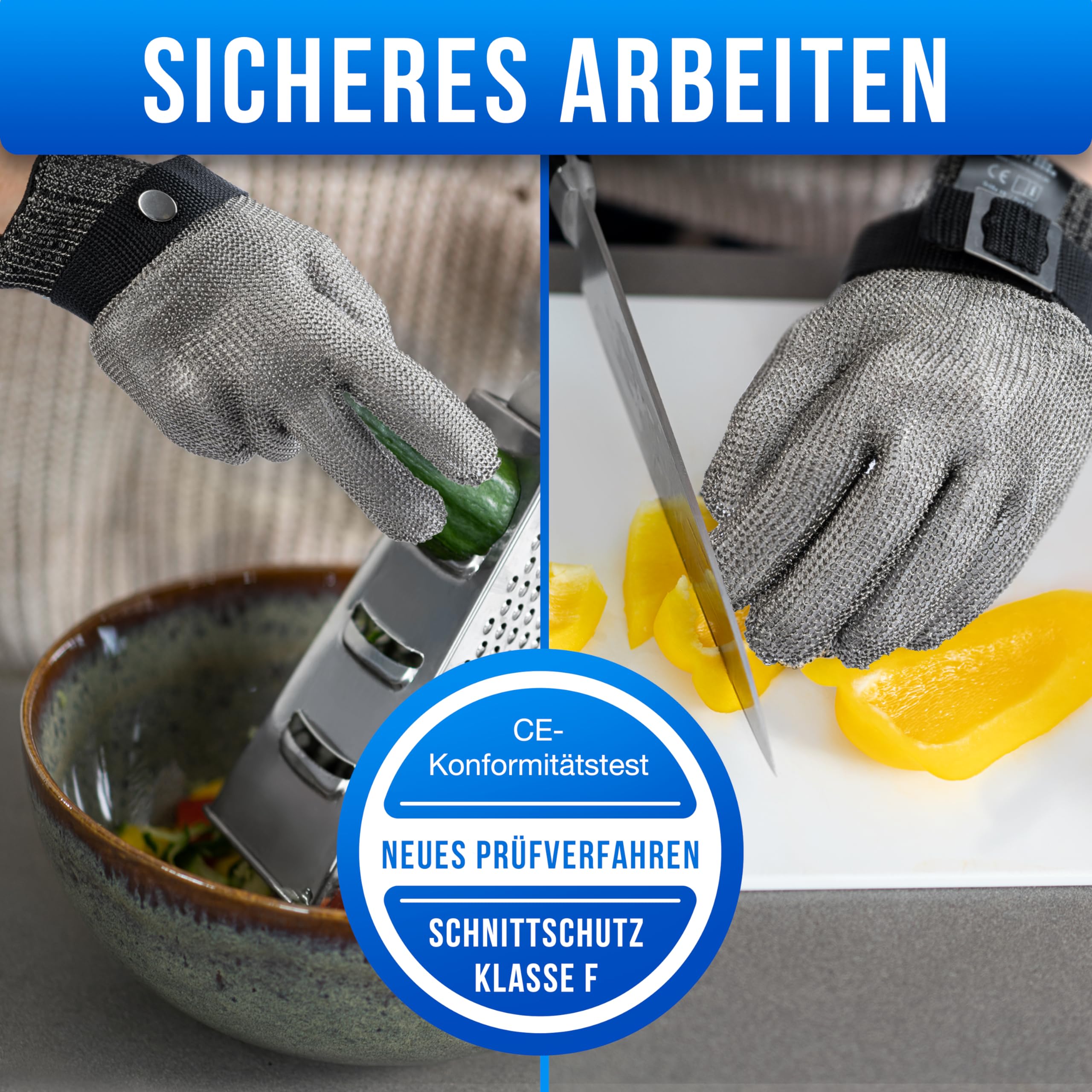 Guanto Antitaglio In Acciaio Inossidabile LAUTER SCHUTZ - Per Cucina, Giardinaggio E Lavoro, Taglia XS Con Guanto In Cotone