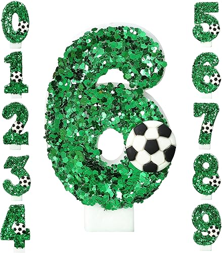 Velas de fútbol de feliz cumpleaños para suministros de decoración de pasteles, velas de números sin perfume, decoraciones para tartas, fiesta