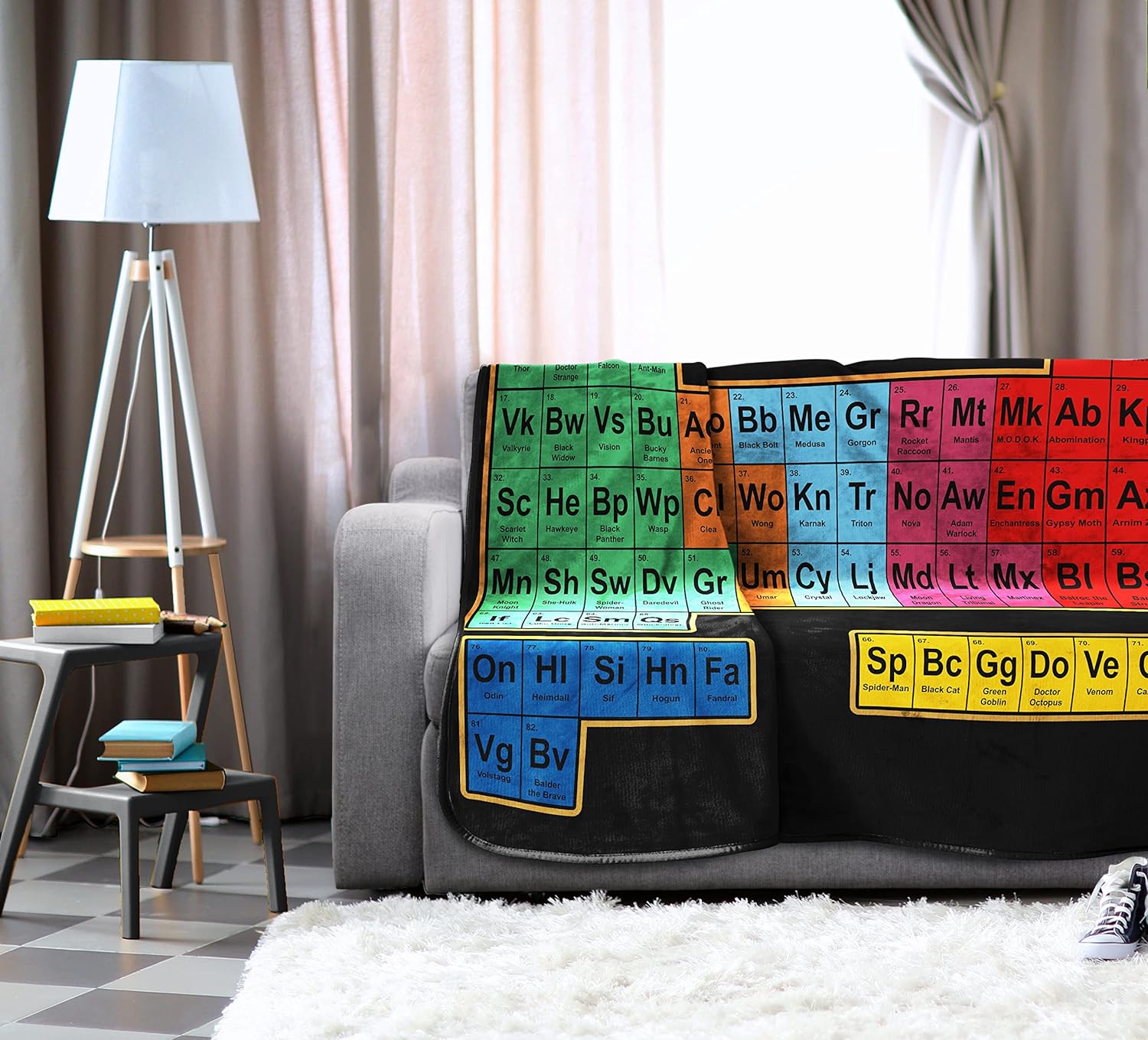 Jay Franco Marvel Periodic Table Blanket - Measures 62 x 90 inches - Fade Resistant Super Soft Fleece Bedding