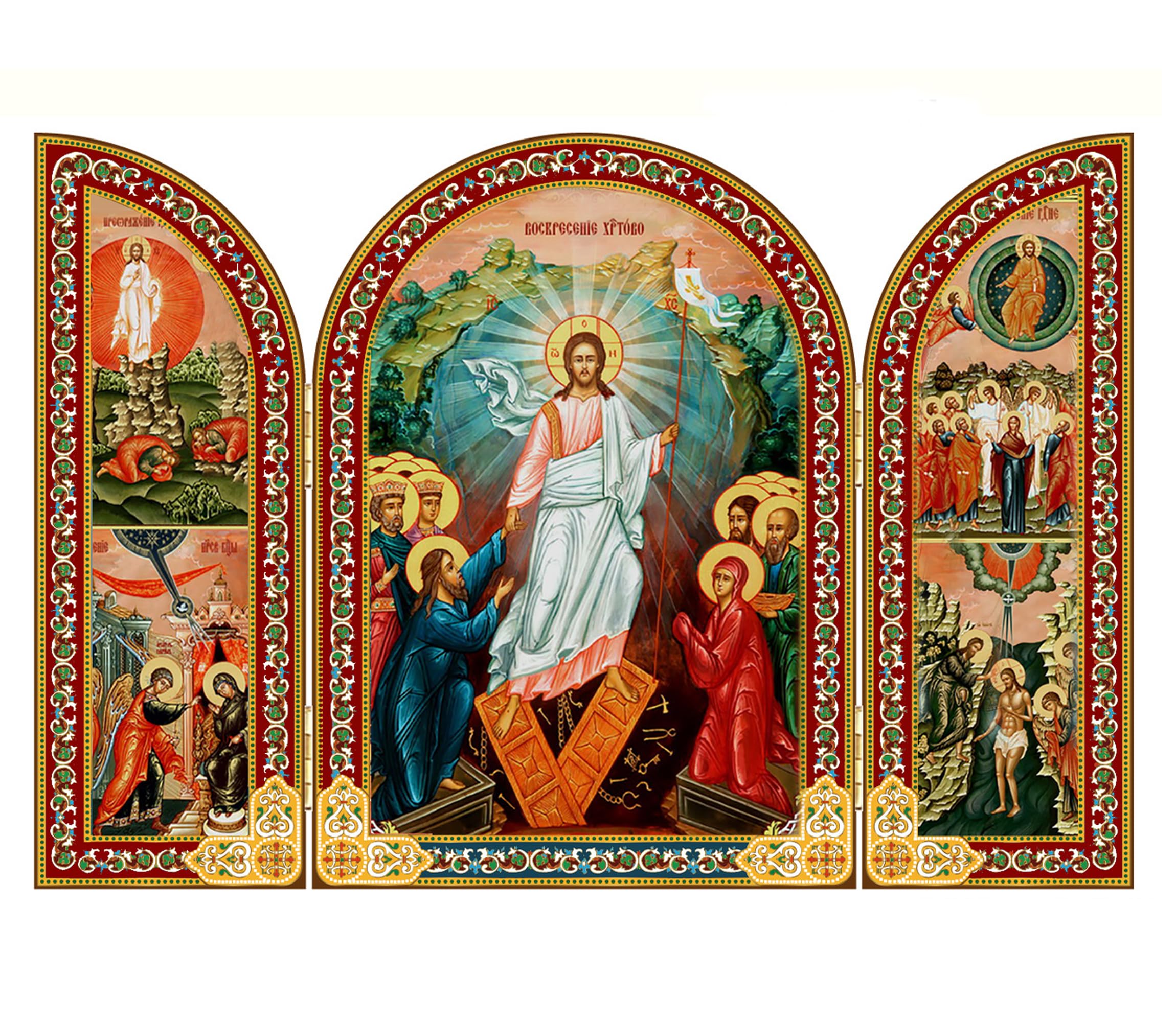Amazon.co.jp: 宗教的な復活のイエスキリストアイコン三連祭壇画