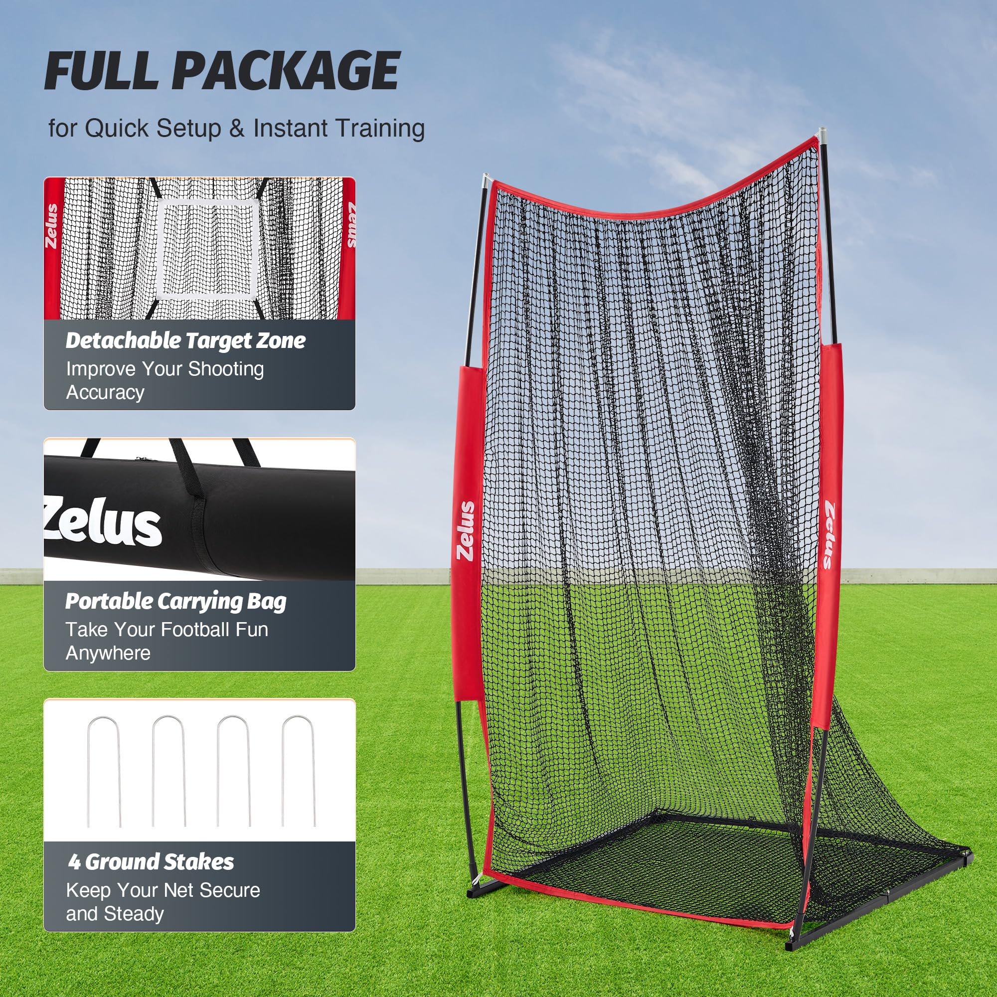 Amazon.com : ZELUS 7x4 ft Football Kicking Net, Portable Football