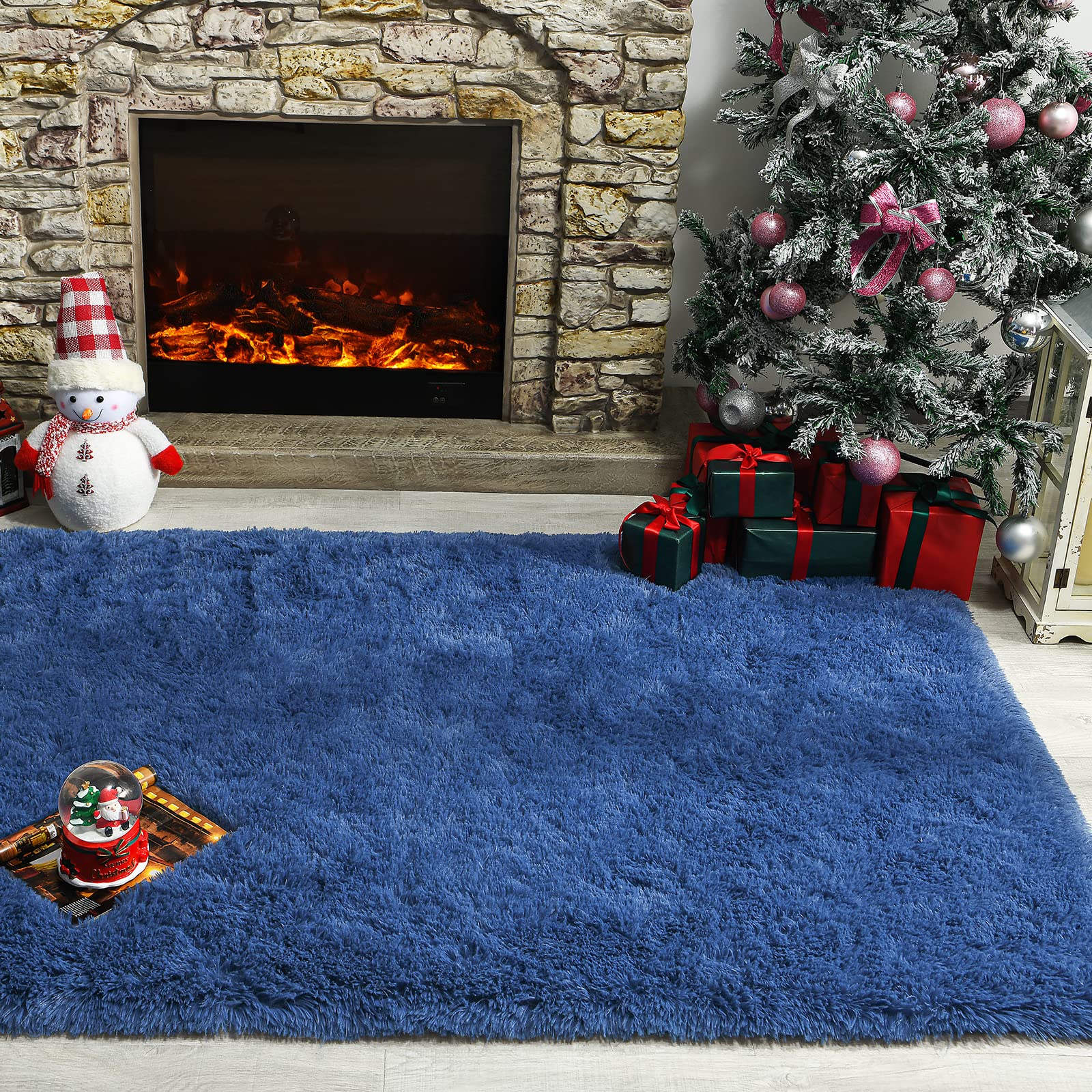 Superweicher Shaggy-Teppich Babyblau – Flauschig, Rutschfest Mit Memory-Schaum | Für Wohnzimmer & Kinderzimmer