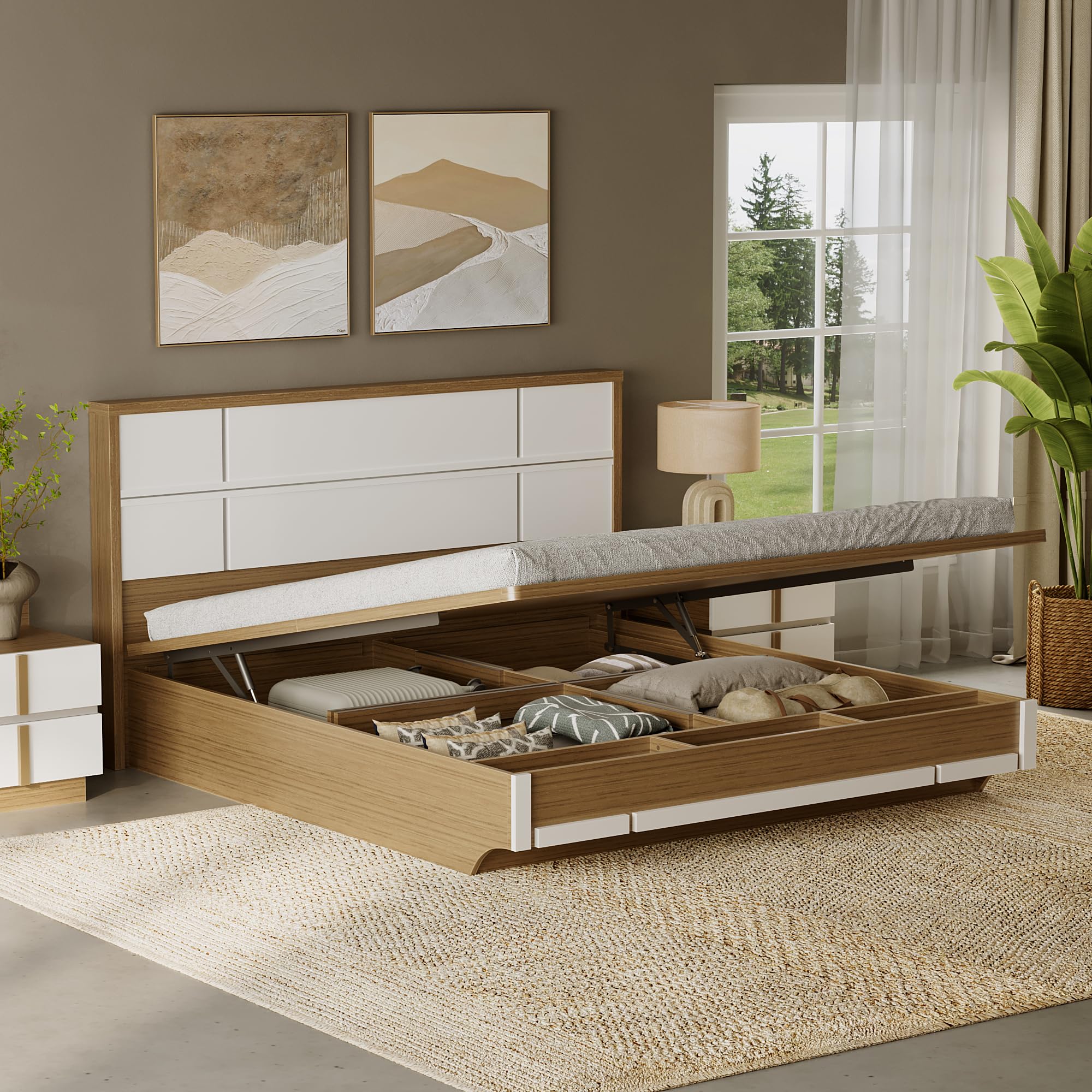 Wakefit Arca King Engineered Wood Bed with Hydraulic Storage