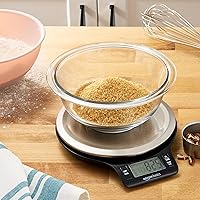 Vista 5 de Yaxa Basics - Báscula de cocina digital con pantalla LCD, pilas incluidas, pesa hasta 11 libras, negra y de acero inoxidable