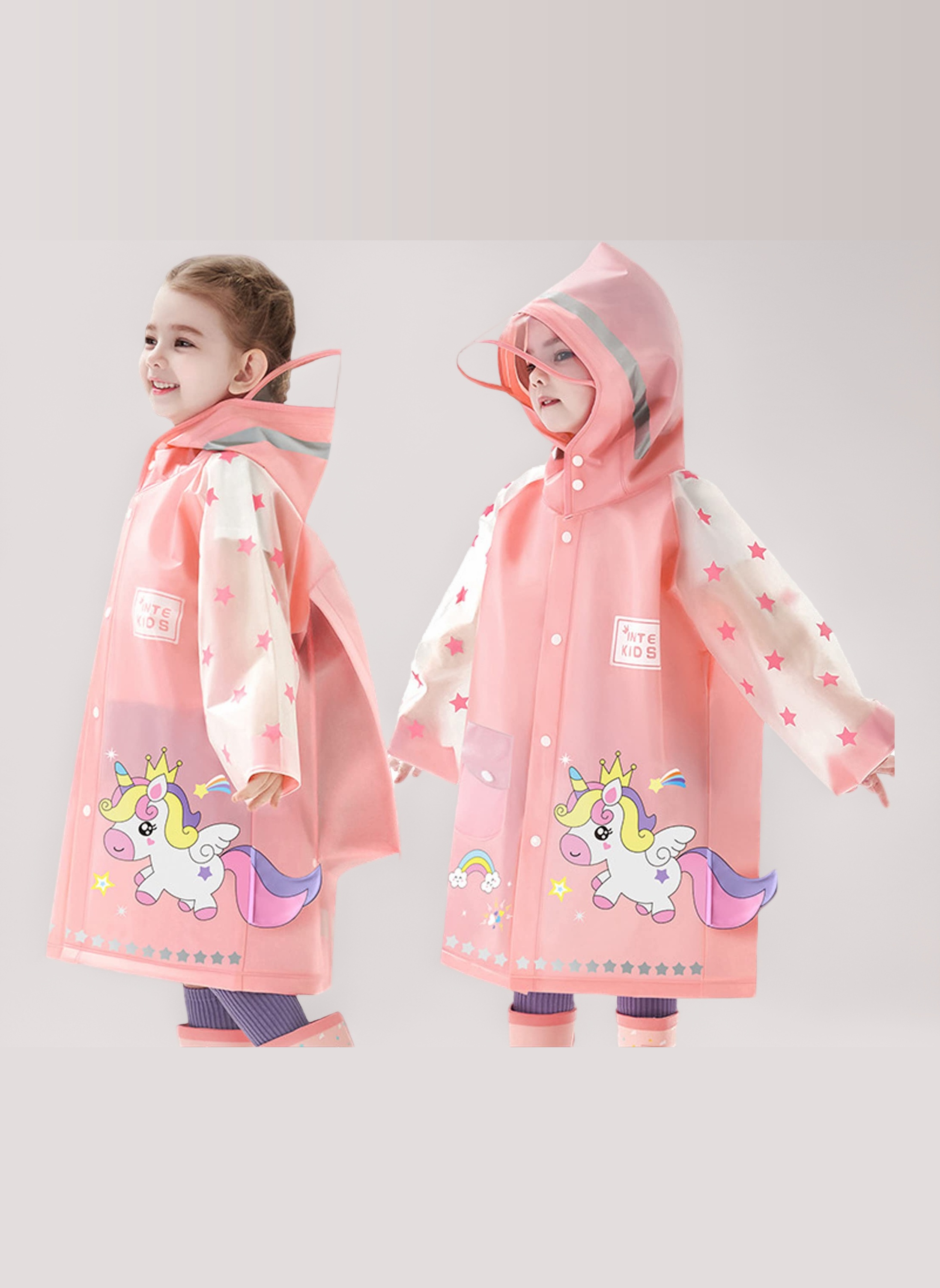 Kids Raincoats Rain Poncho Girls Boys Rain Jacket Waterproof Poncho Toddler Cartoon Rain Wear Reusable with Portable Bag S-4XL Size