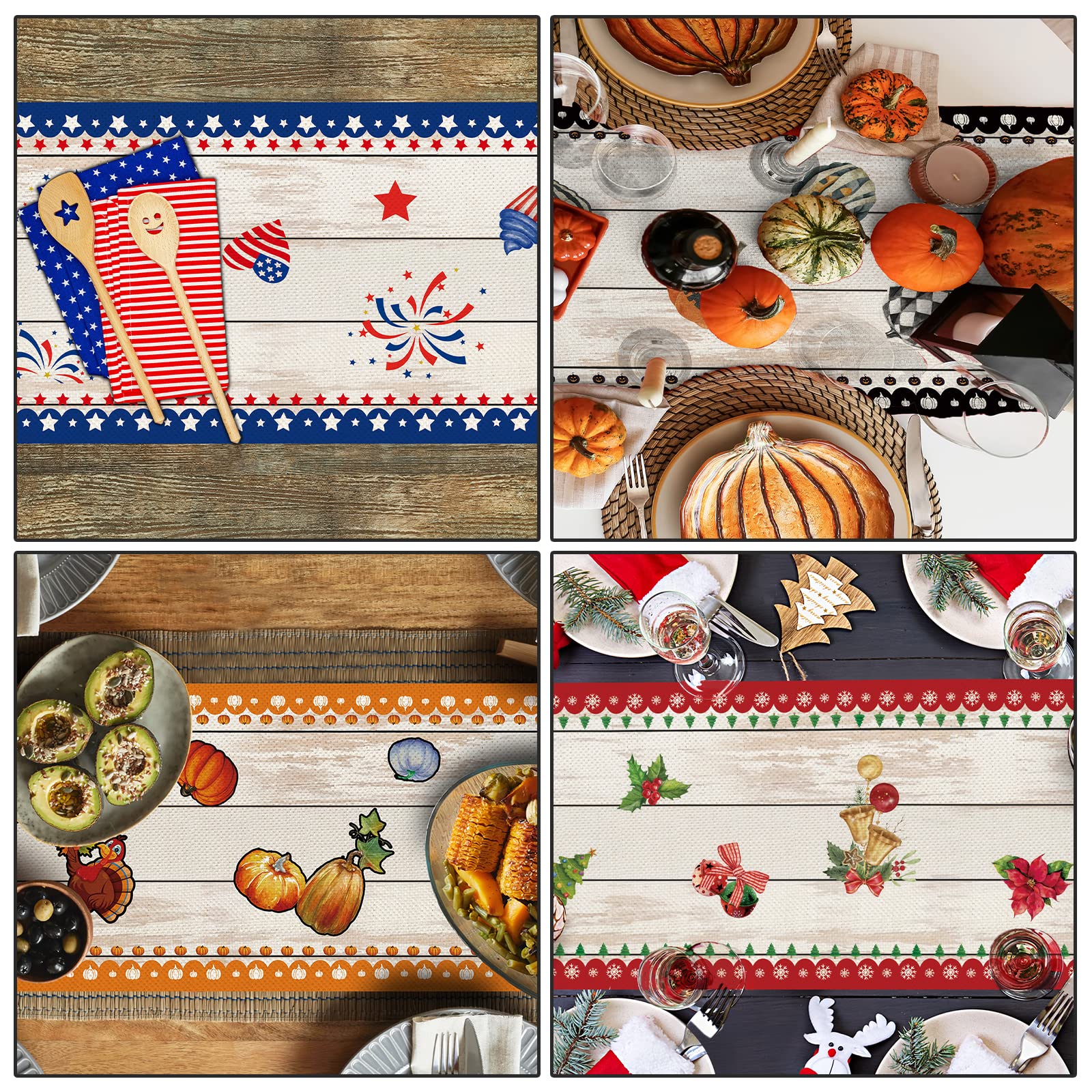 Amazon.com: YOVOYOA 8 Pcs Truck Holiday Table Runner 72 Inches