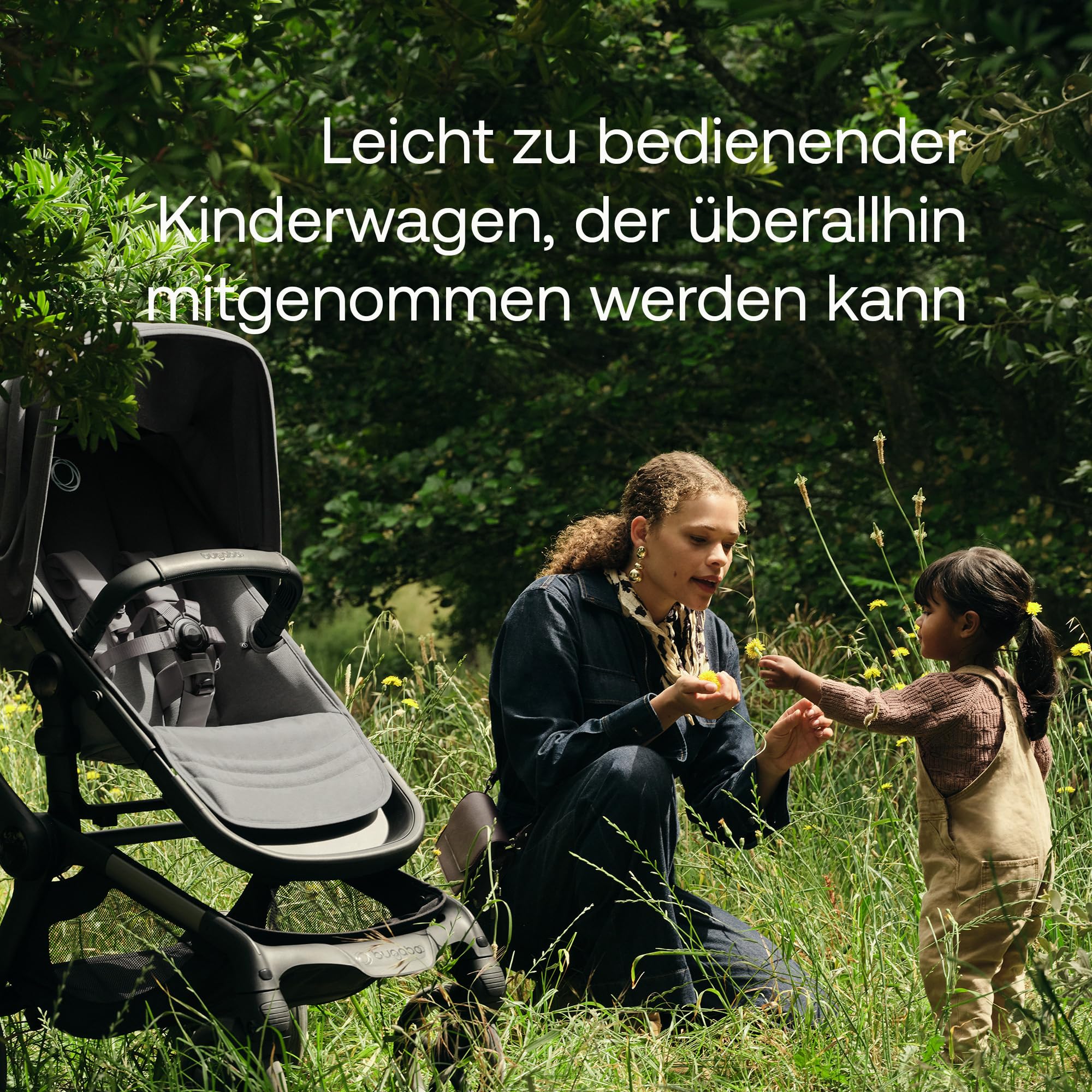 Bugaboo Fox 5 Renew, 2-in-1 Kinderwagen für jedes Gelände, mit Liegewanne | ausziehbarer Kleinkindsitz, praktische Ein-Hand Faltung, Fahrgestell in Graphit und Sonnendach in Forest Green