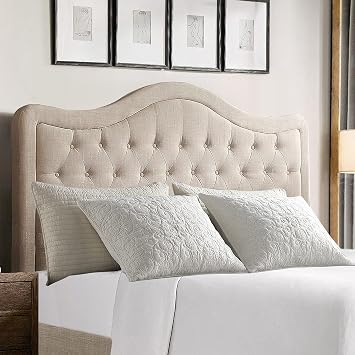 Rosevera Givana Upholstered Tufted Headboard with Adjustable Height for Bedroom, Queen, Beige