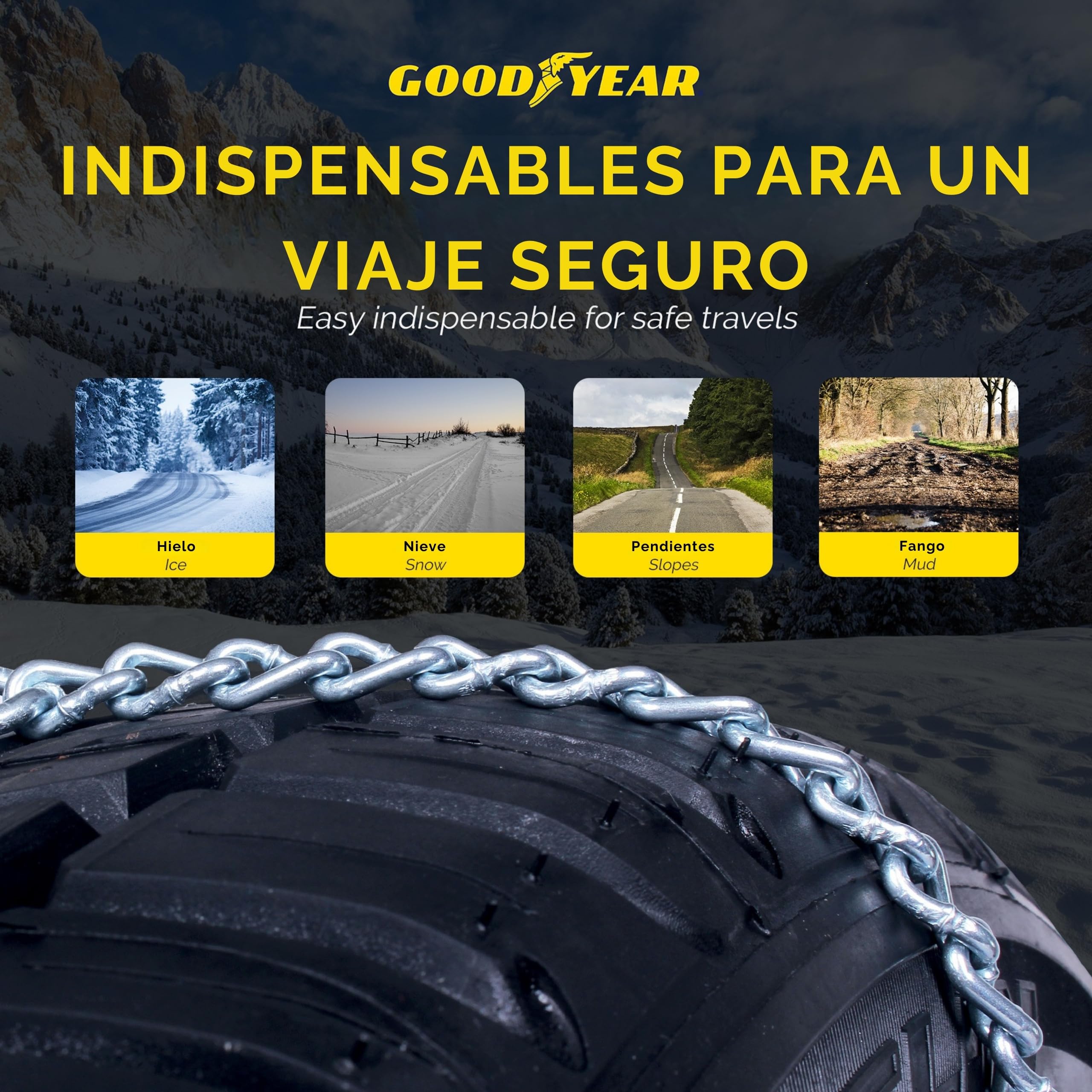 Goodyear 77958 "G7" Cadenas de nieve 7 mm para coche, Talla 130, Primera calidad Homologación TUV y GS ÖNORM