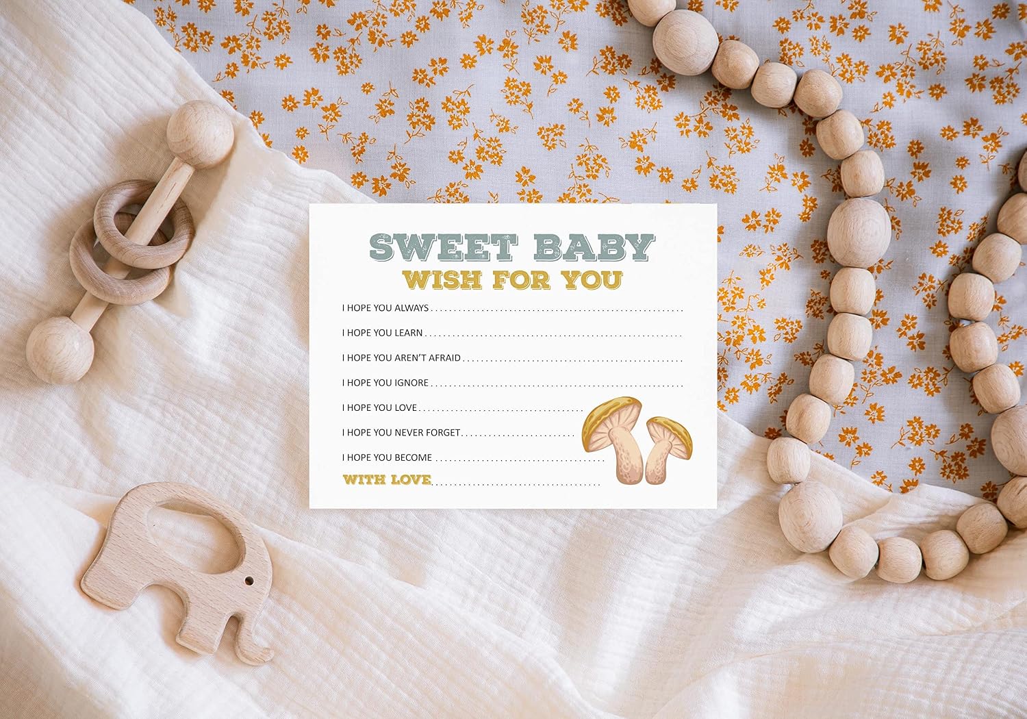 Wishes For Baby Cards For Baby Shower - Boy, Girl Baby Shower Party Collection, Fox Theme, Wishes For The Baby Cards, Activities Party Supplies - Pack Of 50