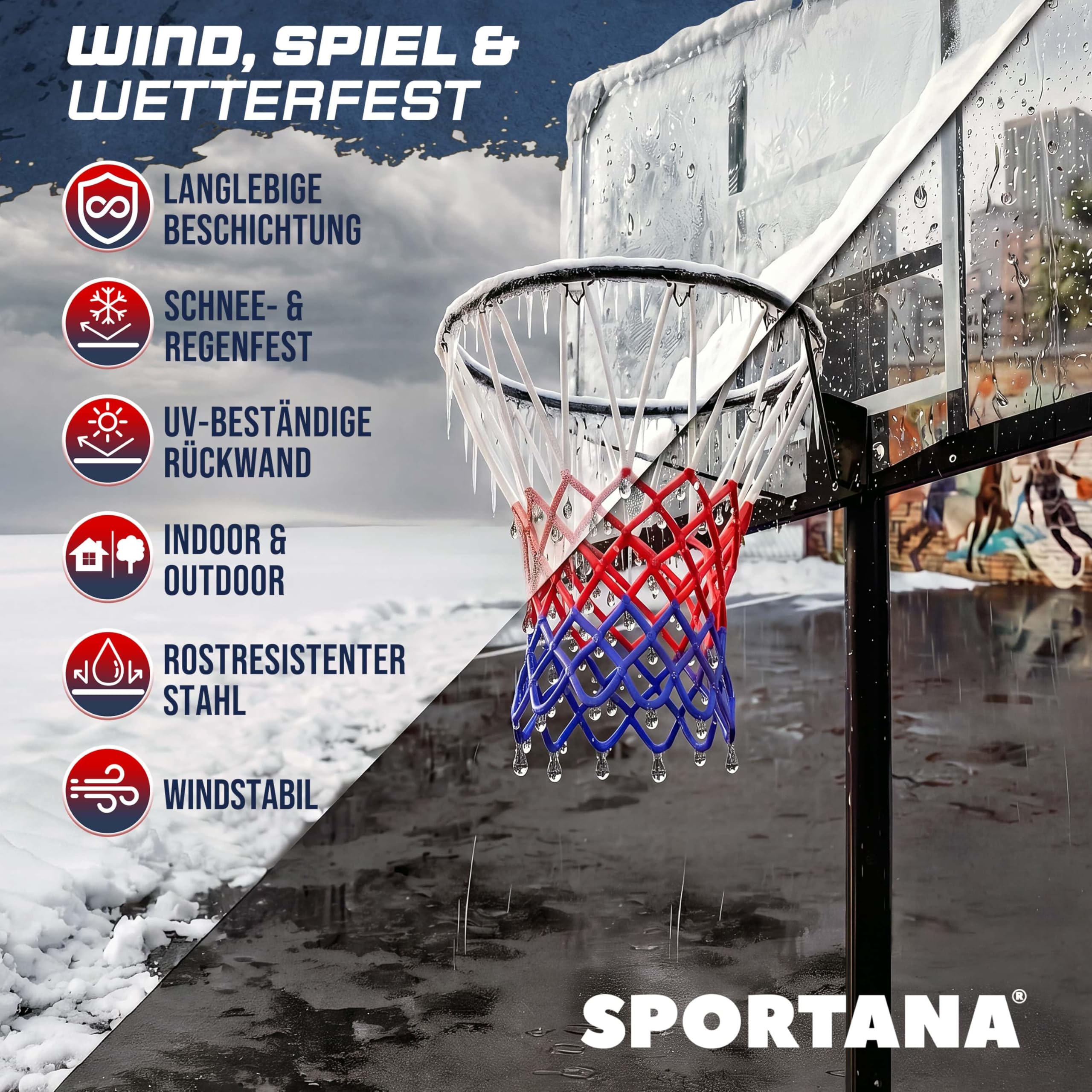 Canestro Basket da Esterno Regolabile 135–305cm Base Riempibile 60 kg Canestro per Pallacanestro con Ruote Struttura Stabile Resistente alle Intemperie Anello Ø45 cm per Bambini e Adulti