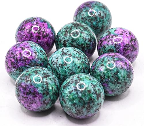 Miniatura 2 de HQRP 0.984 in Rubí rojo púrpura en esfera de zoisita verde pulido piedra preciosa natural cristal mineral UV reactivo coleccionable bola - China