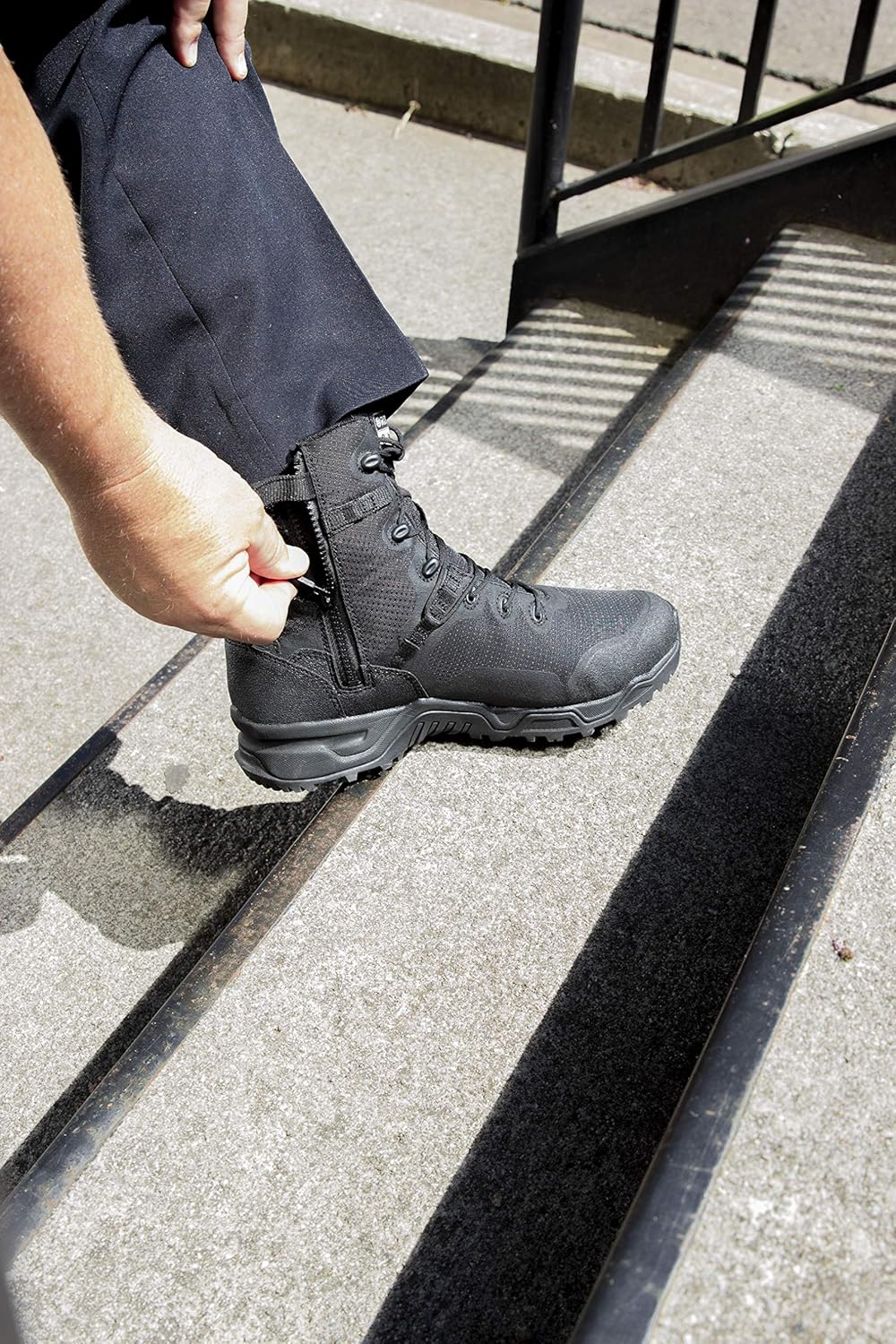 Original SWAT Alpha Fury 8" Side Zip Tactical Boot - High Performance Light Weight Duty Shoes - Airport Friendly
