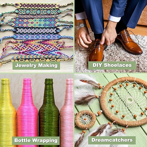 Miniatura 5 de Mandala Crafts Cordón encerado rosa intenso de 0.079in para hacer joyas, 109 yardas, cuerda de algodón encerado rosa intenso para joyería, pulsera,