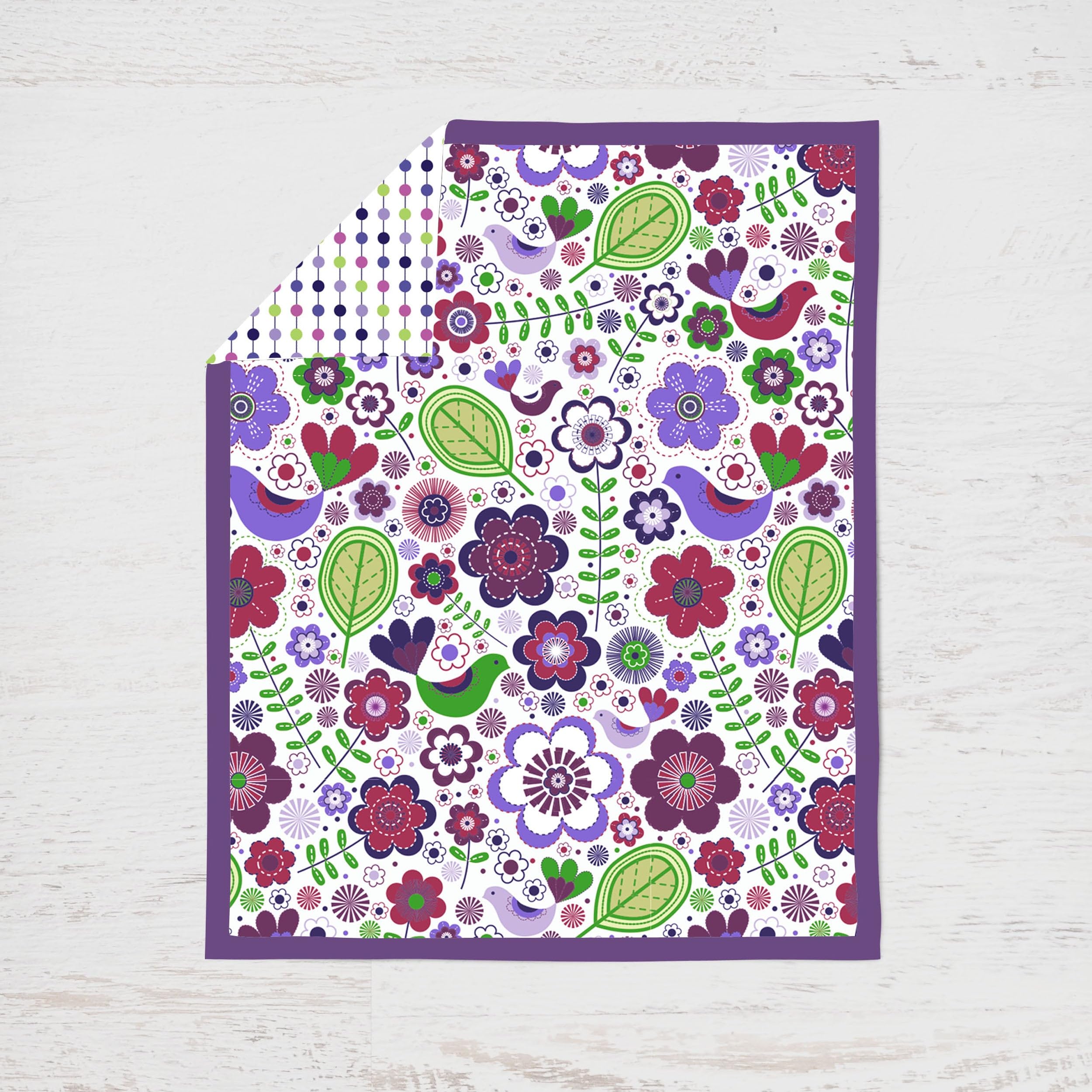 Bacati - Botanical Floral Birds Purple Multicolor 10 pc Crib Bedding Set with 2 Crib Fitted Sheets