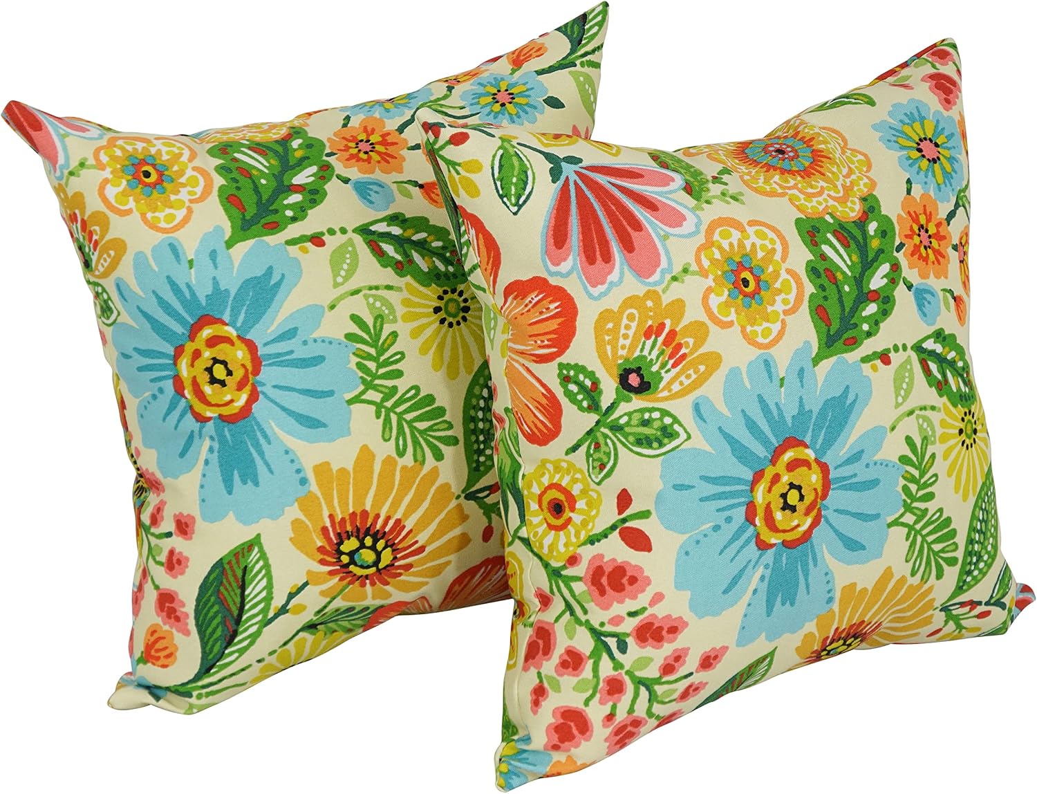Blazing Needles Square Indoor/Outdoor Throw Pillow, 17", Gregoire Chamomile 2 Count