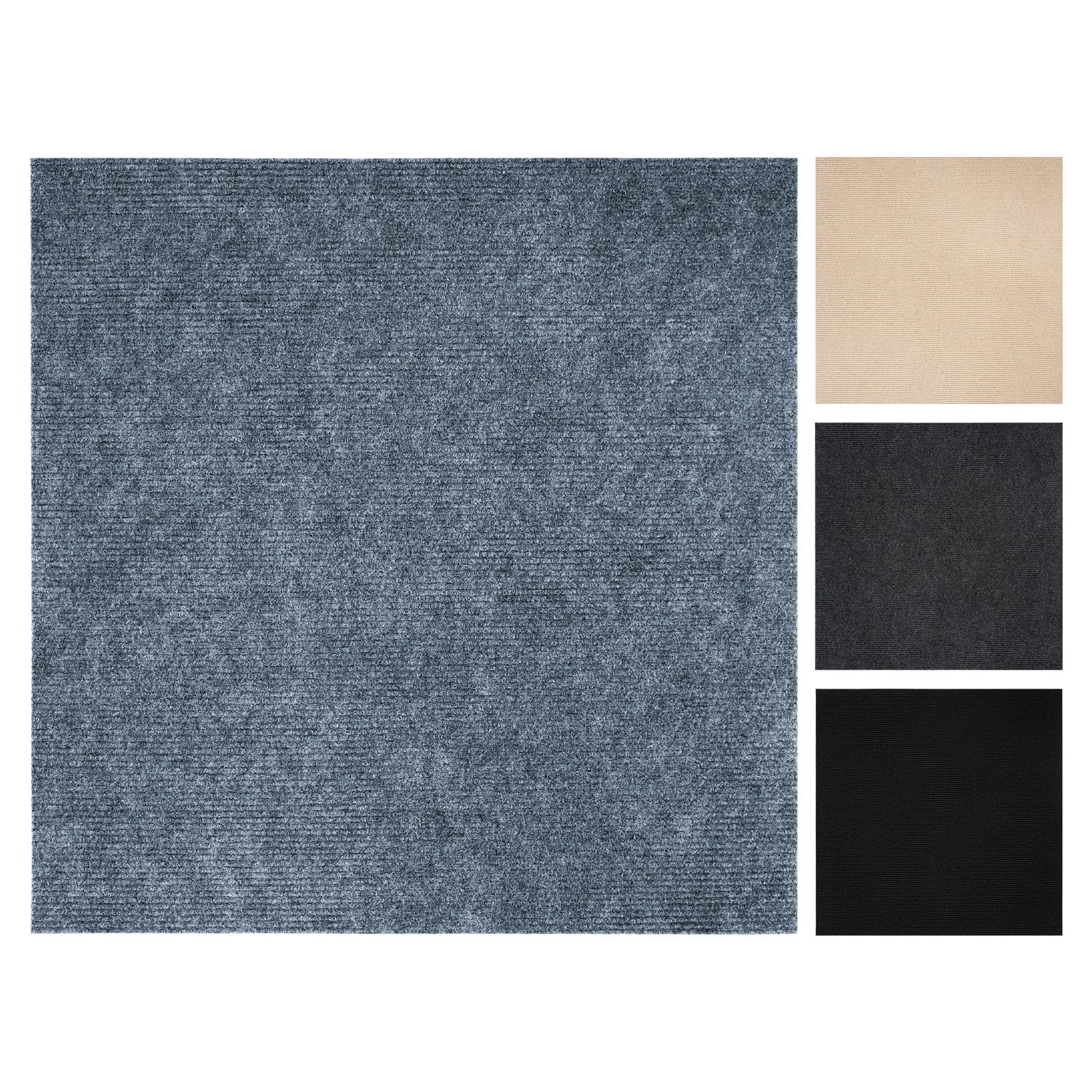 Vieshful Dalles de Moquette Autocollantes 10 Pièces Carrées Gris Clair | 50x50 cm Revêtement de sol adhésif facile à poser pour maison, bureau, salon, chambre et espaces commerciaux