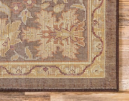 Miniatura 9 de Unique Loom - Colección Voyage - Alfombra redonda tradicional oriental, marrón, Polipropileno, Crema marrón