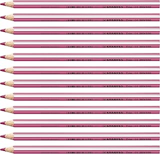 STABILO Lápiz de color triangular grueso Trio thick - Caja con 12 unidades - Color rosa