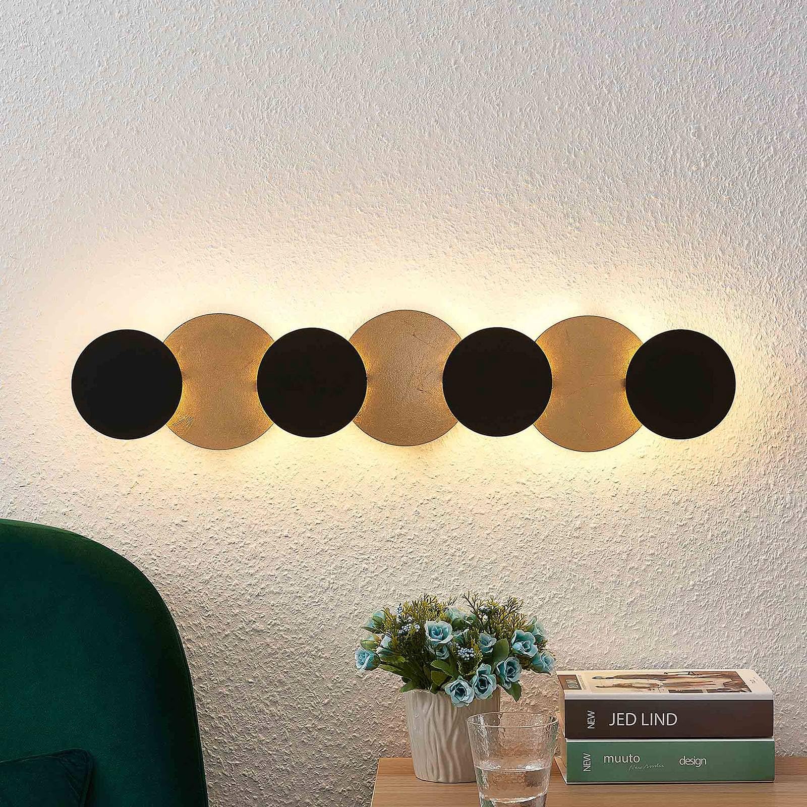 Lindby LED Wandleuchte, Wandlampe Innen Grazyna (Modern) in Schwarz aus Metall (7 flammig) - Wandstrahler Wandbeleuchtung Schlafzimmer/Wohnzimmer Wohnzimmerleuchte