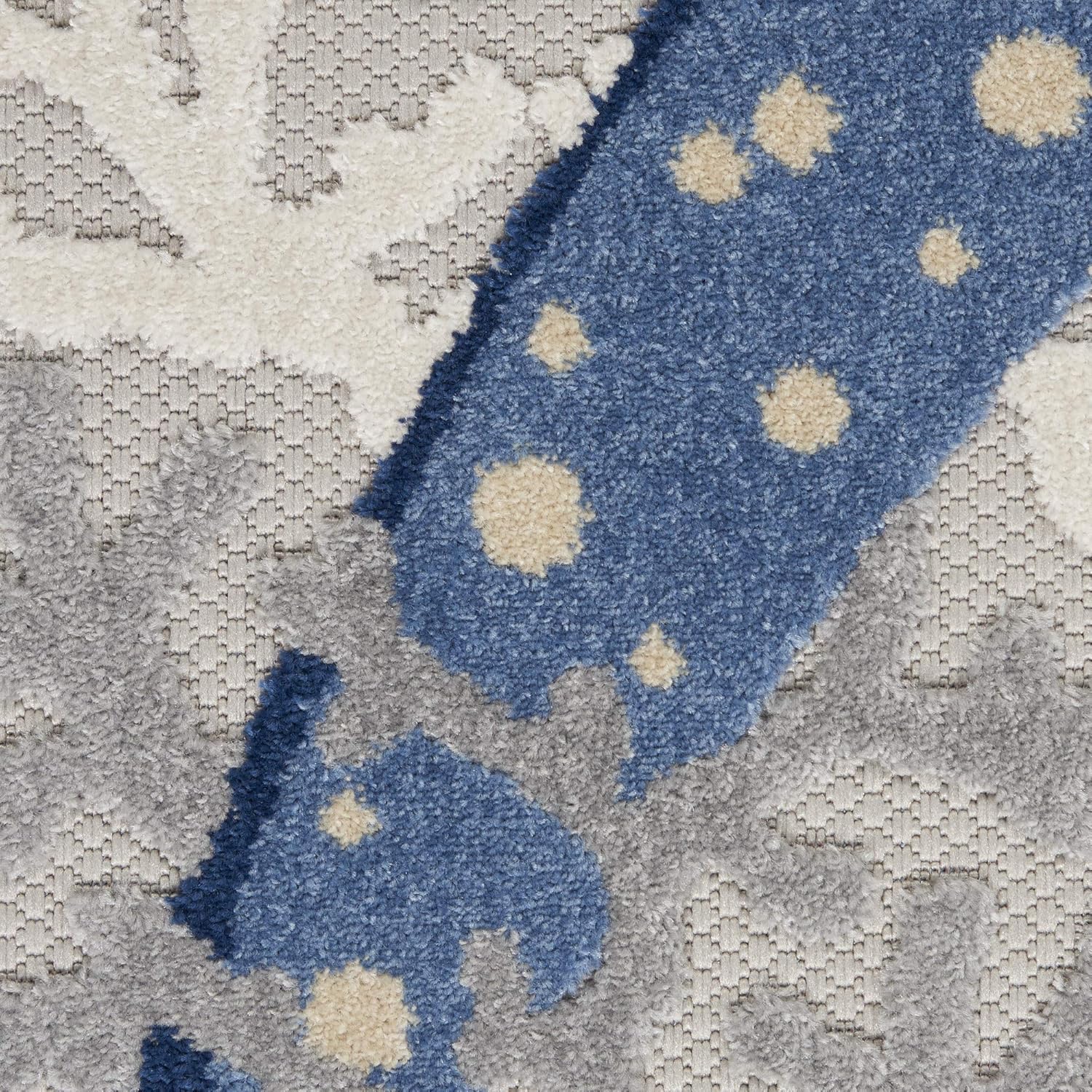Nourison Home Aloha Blue Grey 5'3" x 7'5" Area Rug - Easy Clean, Non Shedding, Bed Room, Living Room, Dining Room, Kitchen (5' x 8')