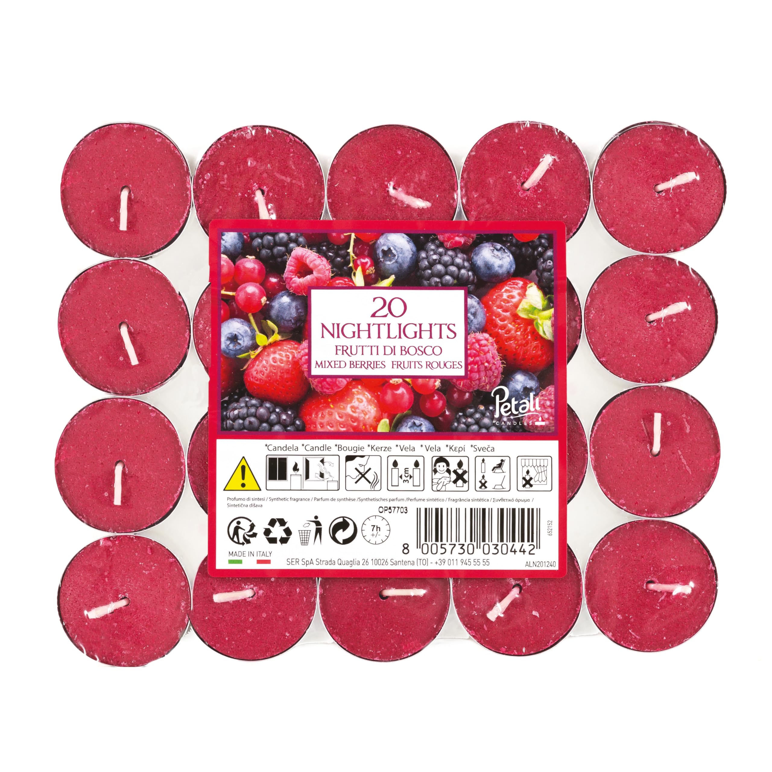 Price's Candles Aladino Mixed Berries Nightlights 20 Pack Scented Tealight Candles Long Burning Wax Tealights Home Décor Ambient Lighting